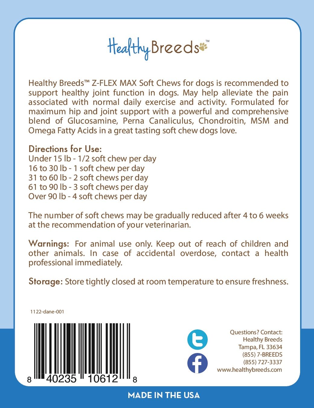 Healthy Breeds Great Dane Z-Flex Max Hip and Joint Soft Chews 170 Count