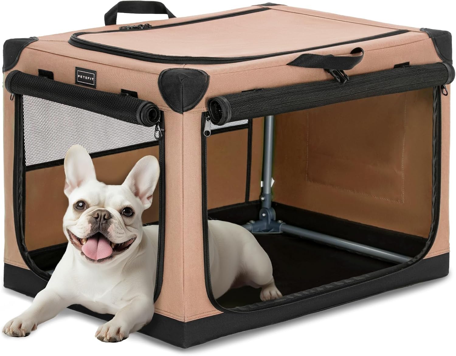 Petsfit Portable Dog Crate, Soft Sided Dog Crate - 26 Inch Lightweight, Easy Setup, Sturdy Dog Travel Crate, Adjustable Framewor