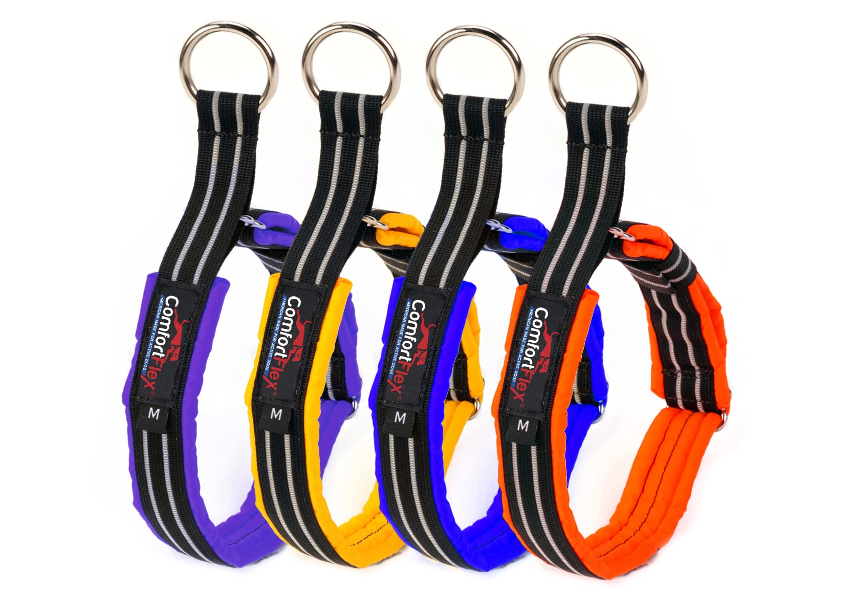 Comfortflex Martingale Collar For Dogs - American Made Slip Collar, Reflective, Adjustable, No Pull Training Collar For Medium Dogs – Soft, Wide, Fully Padded, Escape Proof - Medium, Hot Pink