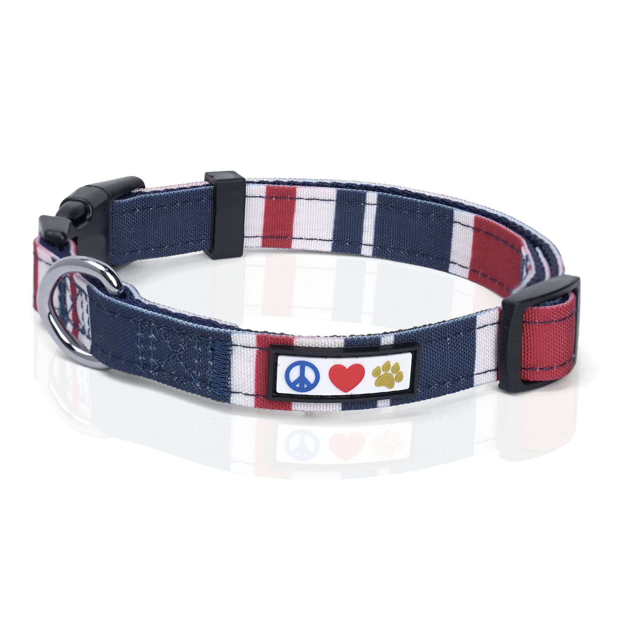 Pawtitas Pet Soft Adjustable Solid Color Nylon Puppy/Dog Collar Can Be Personalized Large Red/White/Blue