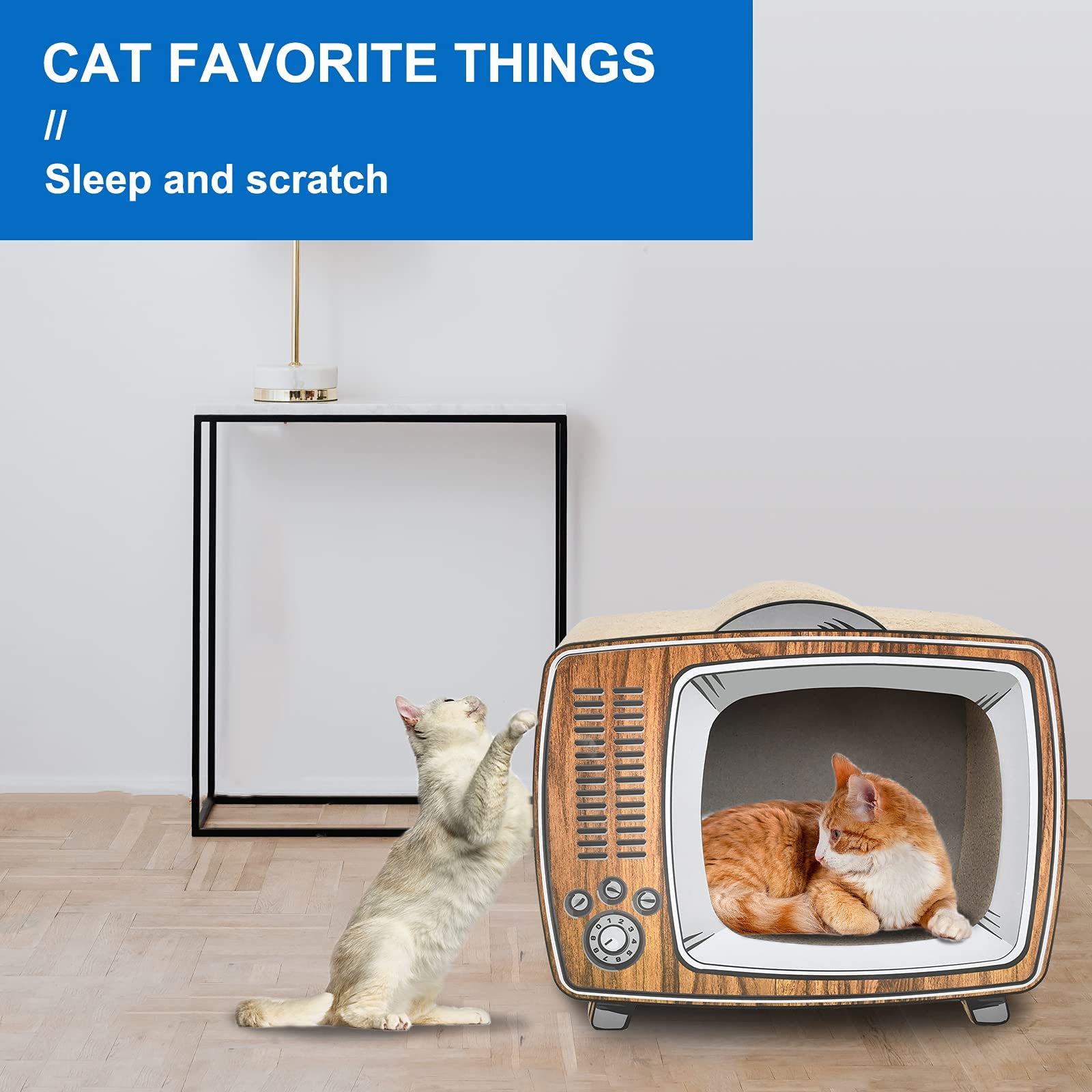 FluffyDream Cat Scratcher Post Board, Mount Fuji Shape Cat Scratching Lounge Bed, Durable Pad Prevents Furniture Damage