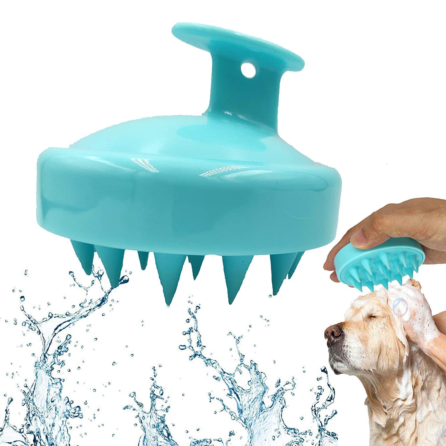 Episkey Pet Silicone Shampoo Brush For Dogs Cats, Pets Bath Massage Comb Brush With Soft Pins For Long&Short Hair, For Grooming 