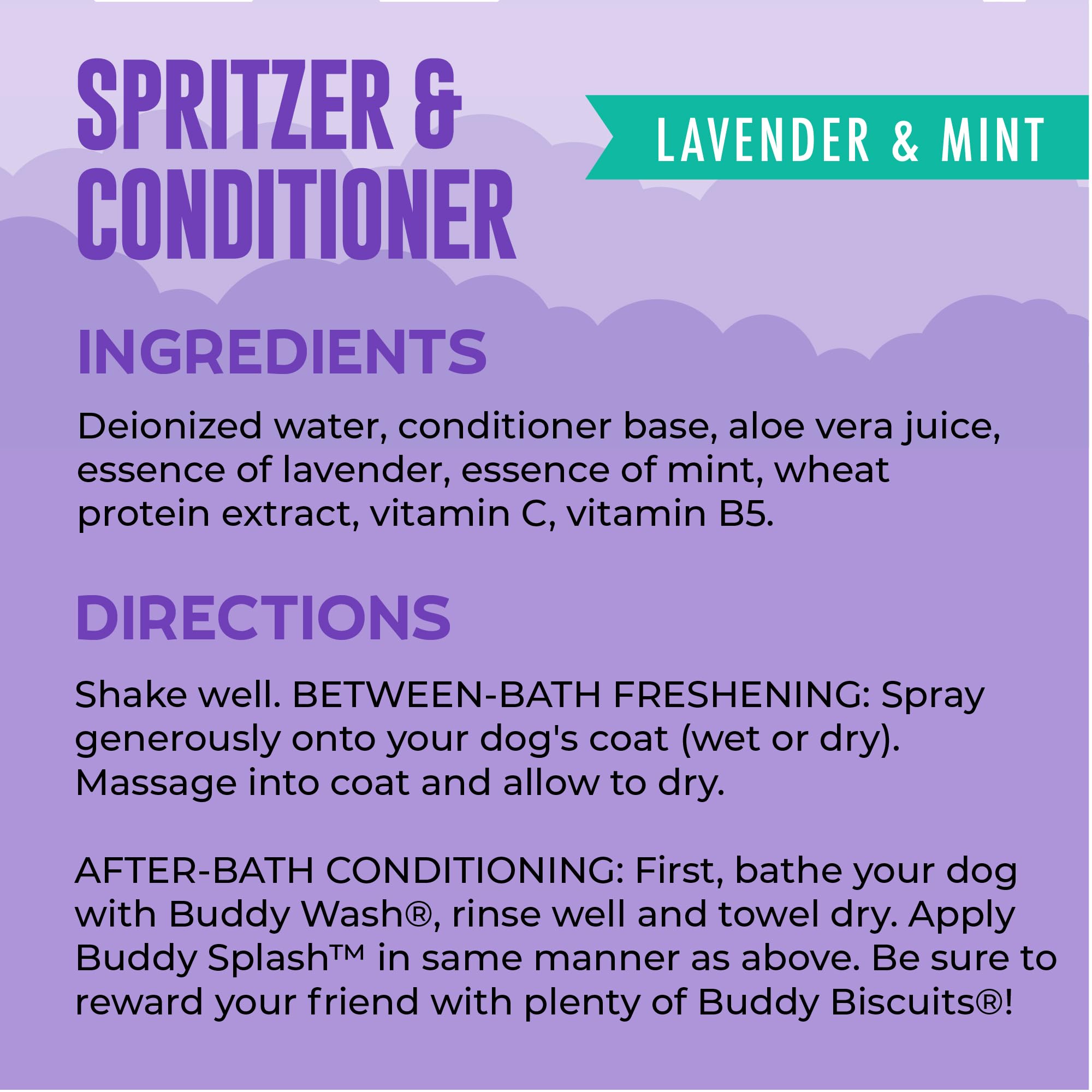 Buddy Splash Spritzer & Conditioner for Dog Grooming, Lavender & Mint, 16 oz. Bottle