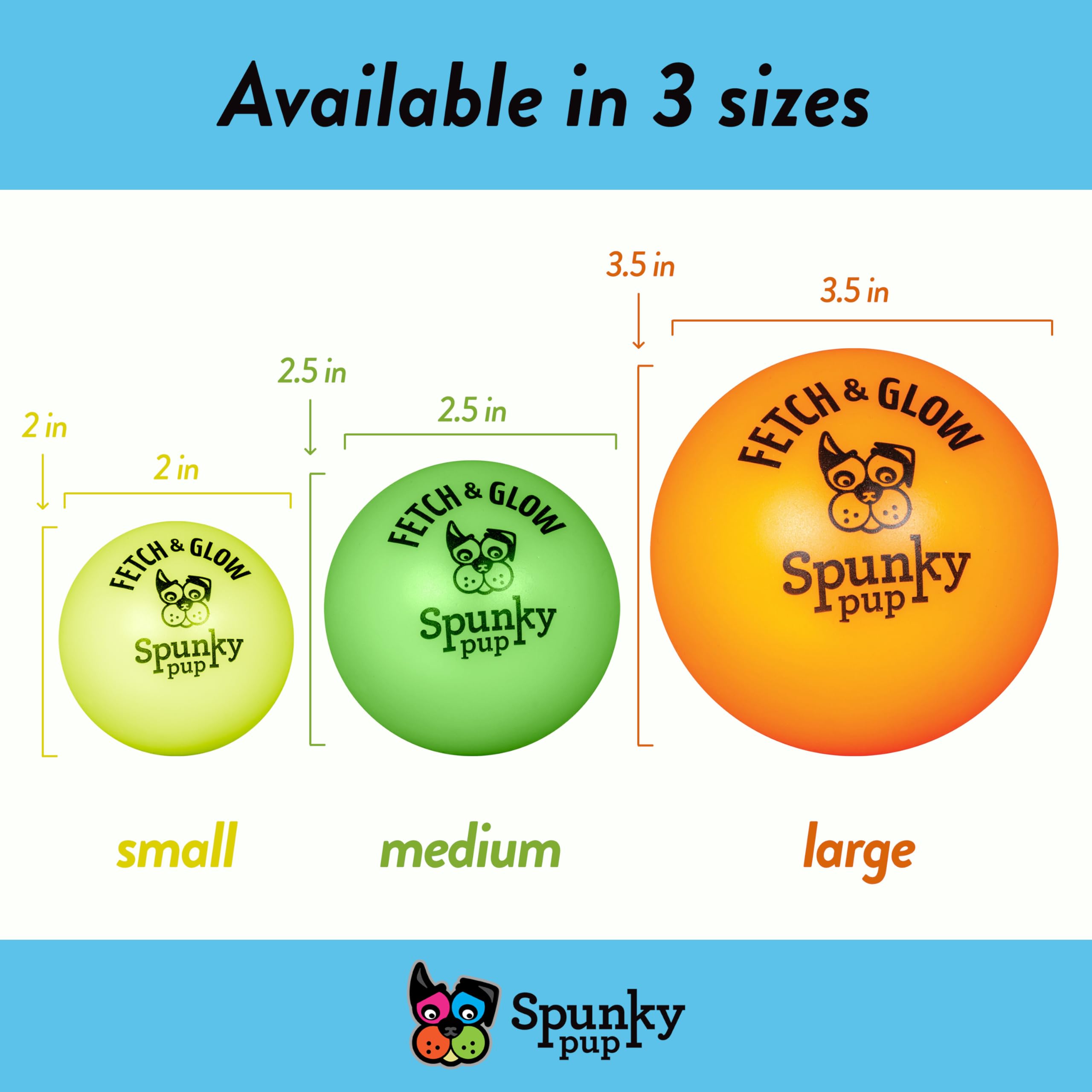 Spunky Pup Fetch & Glow Ball Medium, (Assorted)