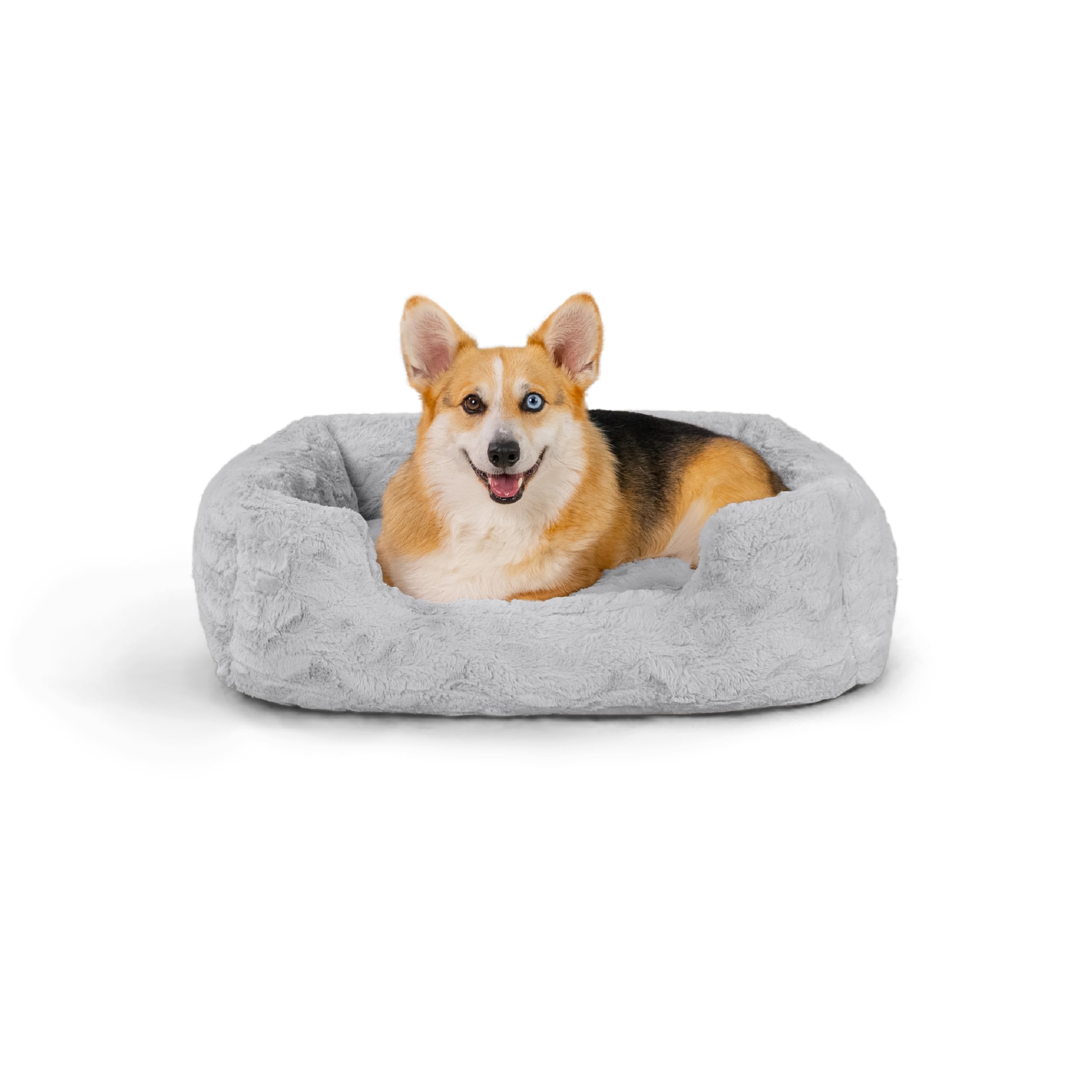 Best Friends by Sheri Lux Lounge Bed Calming Faux Fur Dog Bed, Gray, Medium, 30'' x 20''