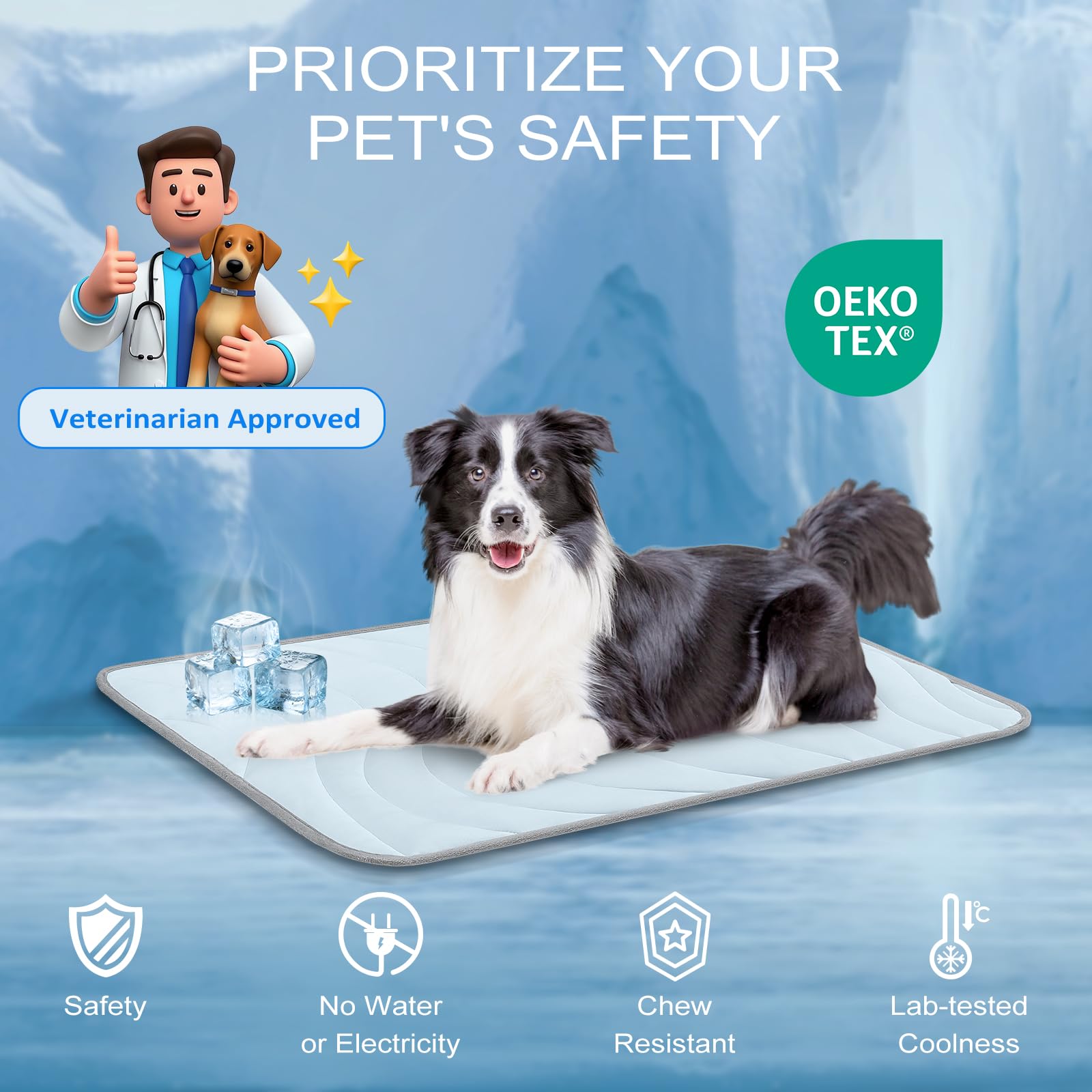 Cozyide Dog Cooling Mat, Medium Cooling Mat For Dogs, Reversible Pad For Dog, 36'' L X 23'' W,Ocean Blue