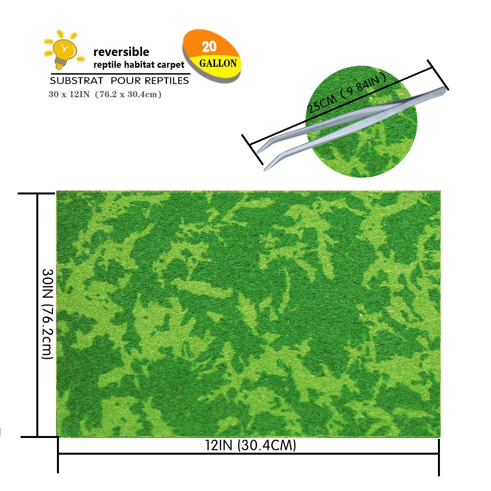Mclanzoo Reptile Carpet, 30 * 12In Pet Terrarium Liner,Reptiles Cage Mat/Substrate For Snakes, Chameleons, Geckos And Kitchen Use(2Sheets) With Tweezers Feeding Tongs