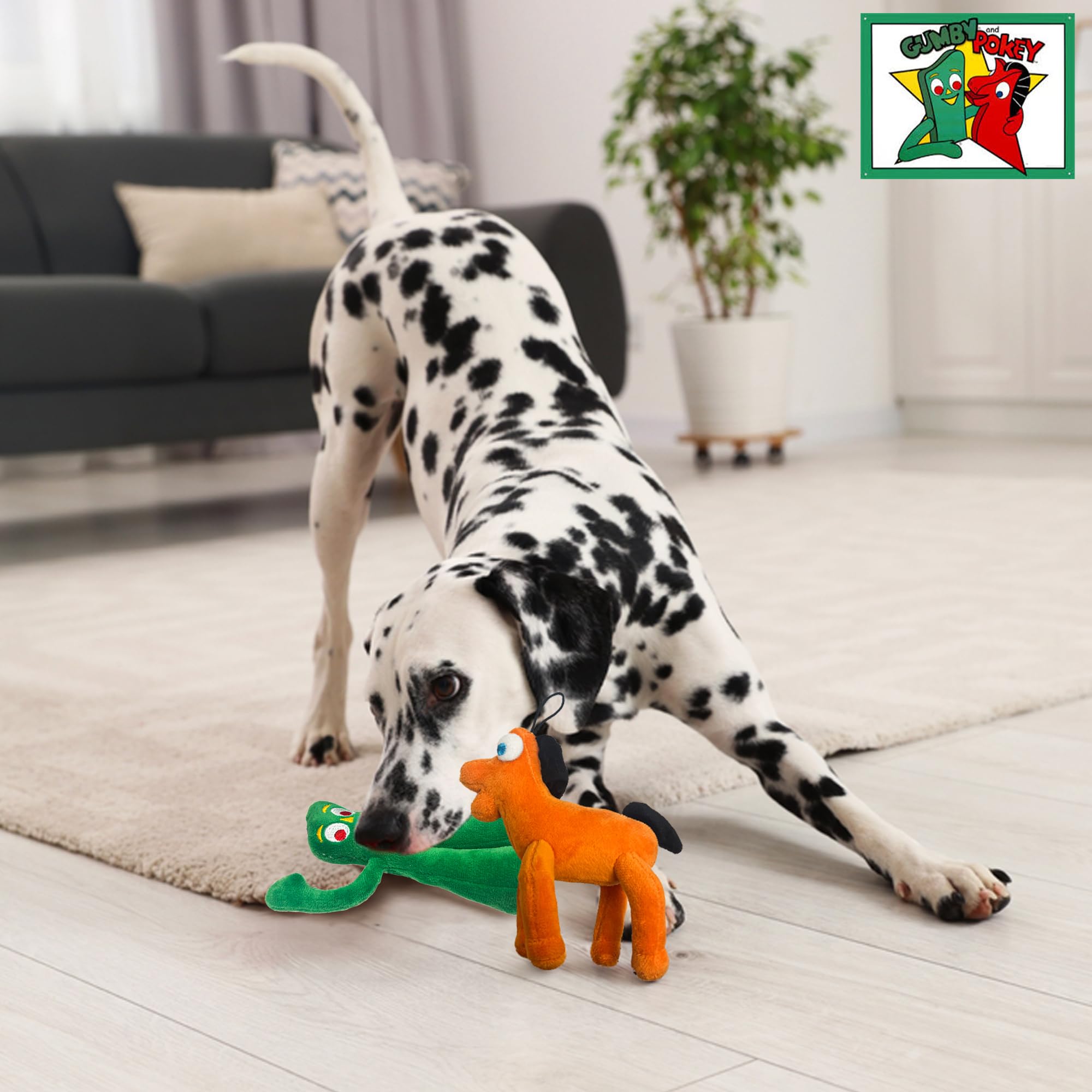 Multipet Gumby Dog Toy - Pack of 2 (6) - Multicolor Gumby & Pokey Figures for Dogs
