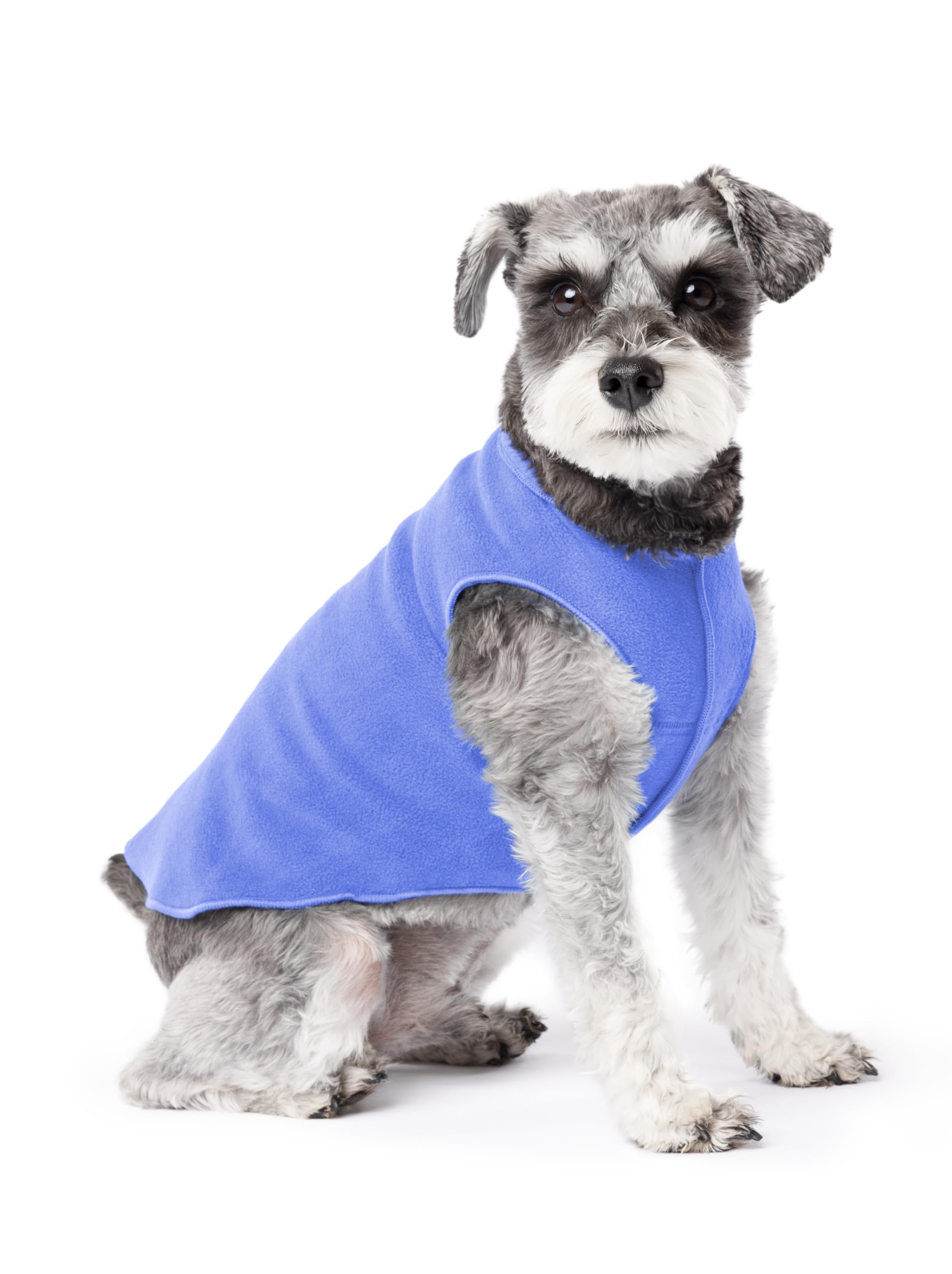Gold Paw Stretch Fleece Dog Coat, Stretchy Pet Sweater, Machine Washable Pullover For Winter And Fall, Cornflower Blue, 10