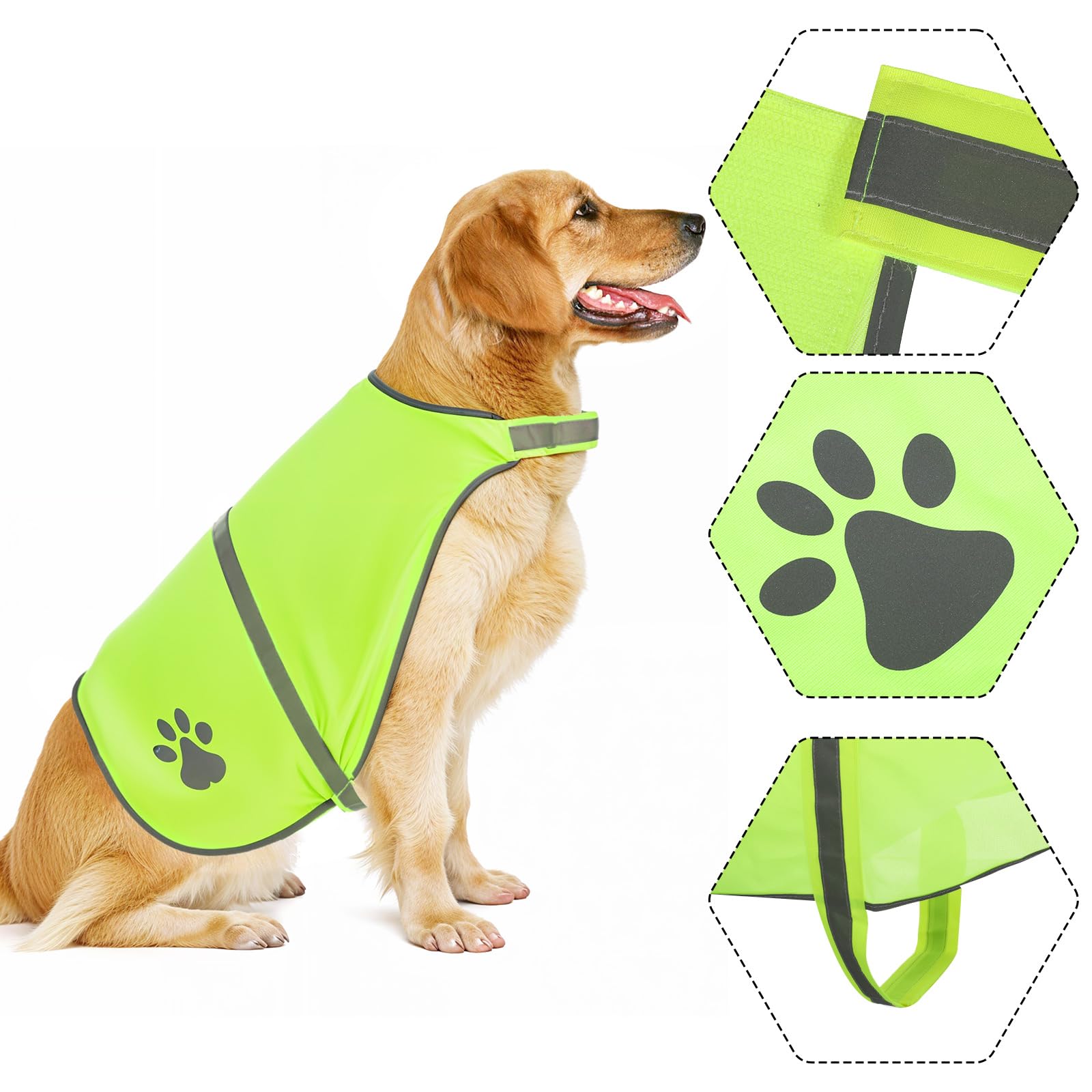 Dog Reflective Vest Fluorescent High Visibility Dog Jacket Adjustable Dog Safety Service Vest Dog Vest Apparel For Outdoor Activ