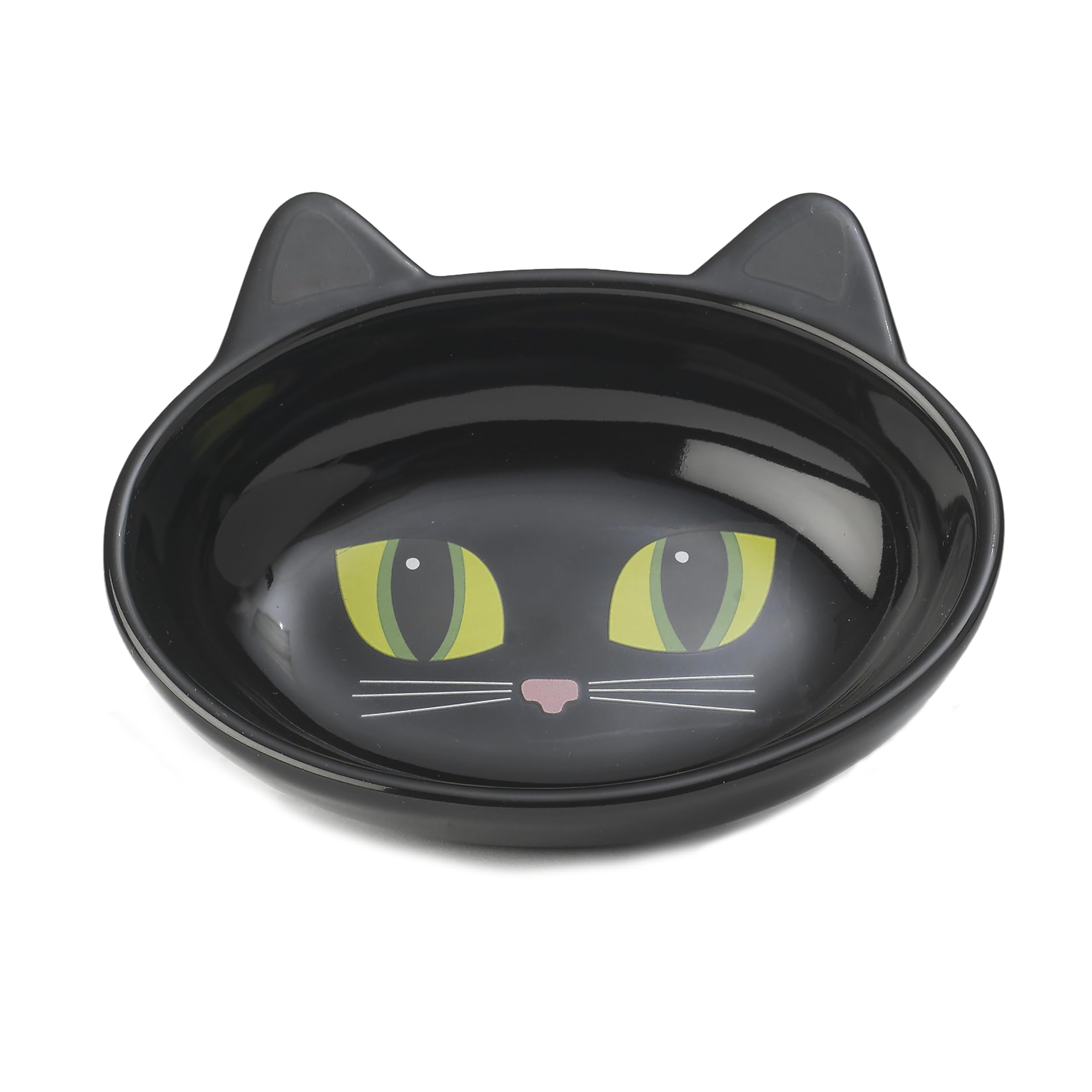 PetRageous 10011 Oval Frisky Kitty Stoneware Cat Bowl 5.5Inch Wide and 1.5Inch Tall Saucer with 5.3Ounce Capacity and Dishwas