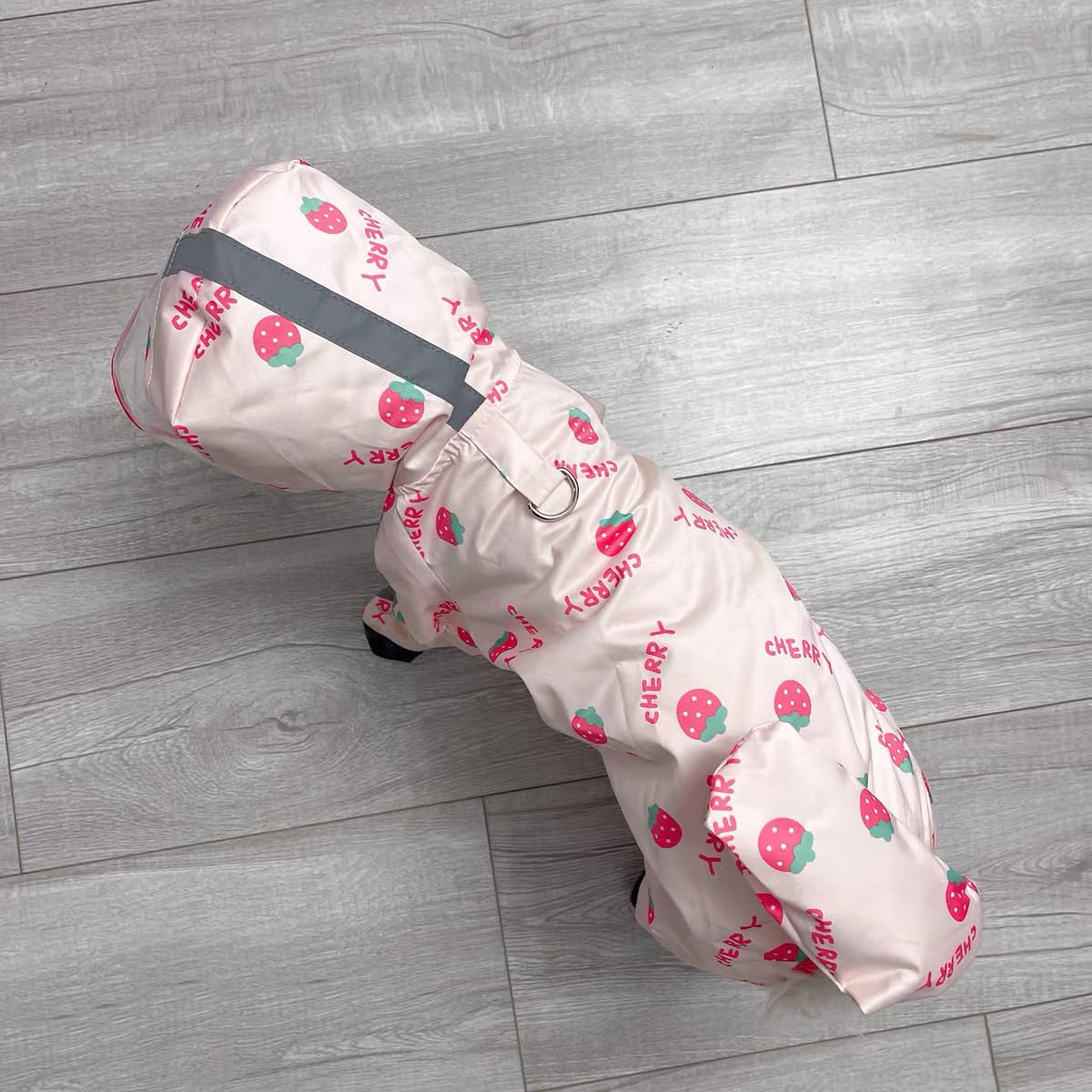 Harikaji Small Dog Raincoat, Tail Protect Feet Cover Waterproof Dog Rain Jacket For Puppy (Strawberry, Xs)
