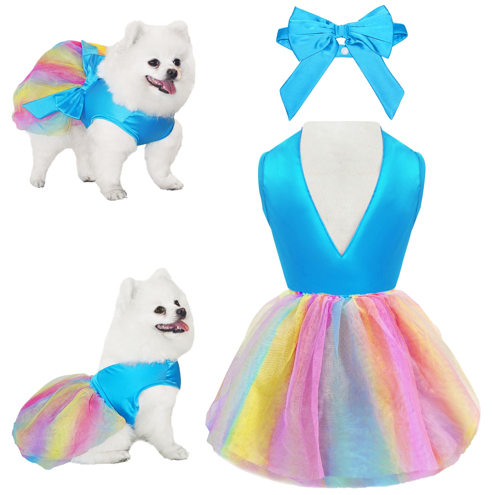 Topkins Dog Dress - Silk Tulle Fashion Holiday Dress With Bow, Lace Pet Birthday Party Outfit Tutu For Small Dogs, Fancy Puppy C