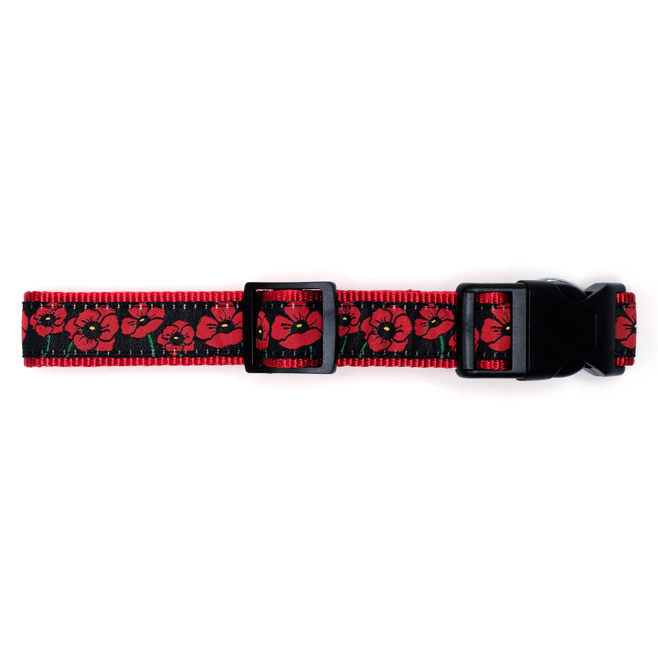 The Worthy Dog Poppies Dog Collar, Adjustable High Density Nylon Pets Collar With Strong Quick Release Buckle Fits Medium Dogs B