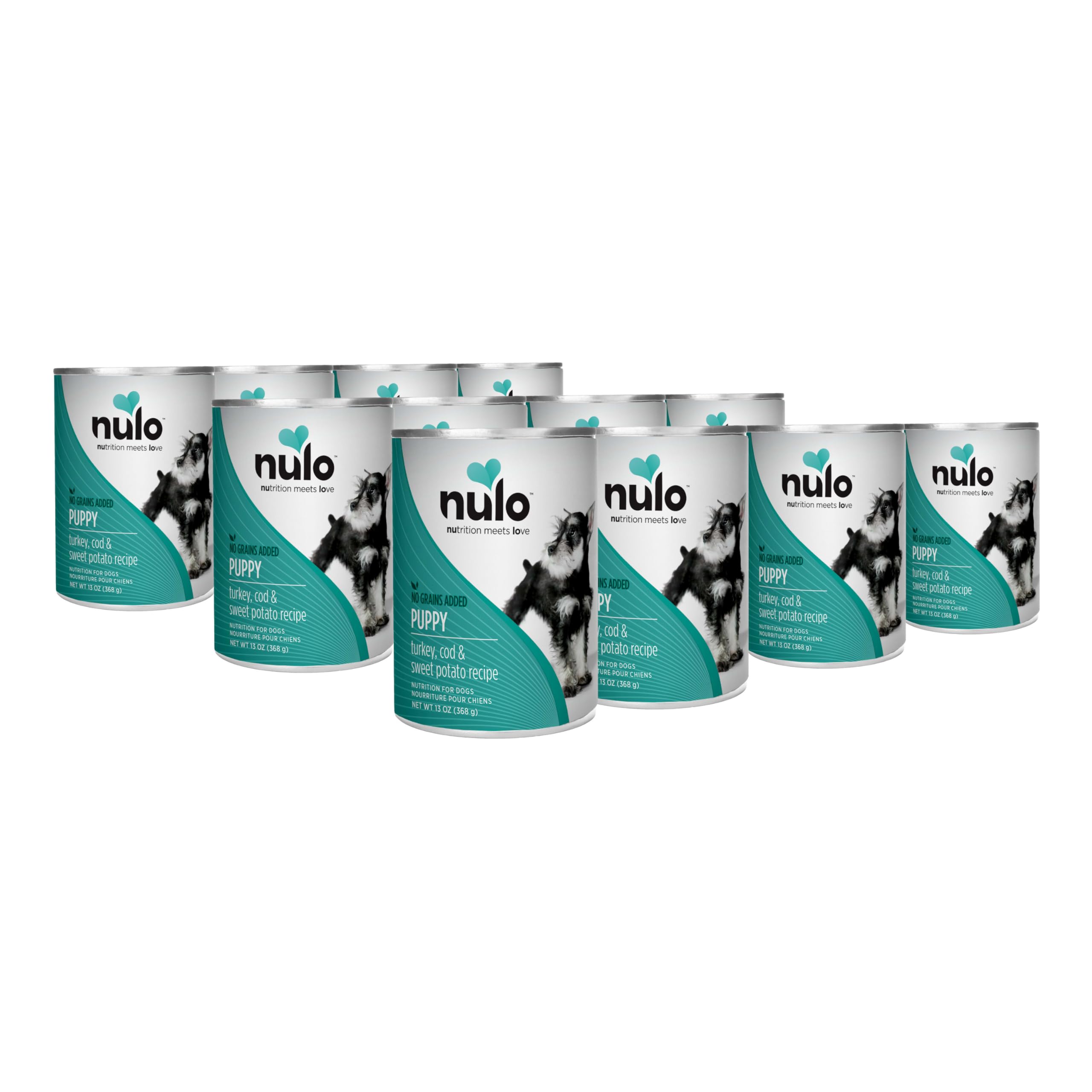 Nulo Grain-Free Turkey, Cod, & Sweet Potato Recipe Wet Canned Dog Food for Puppies, 13 Ounce, 12 Cans