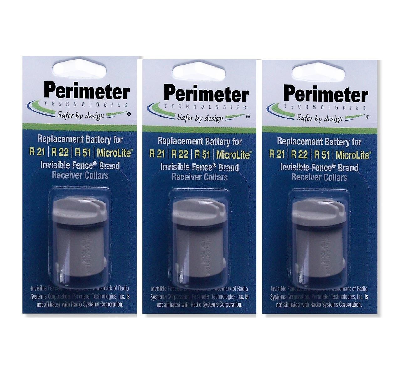 Perimeter Technologies Invisible Fence Compatible R21 And R51 Dog Collar Battery Gray - 3 Pack