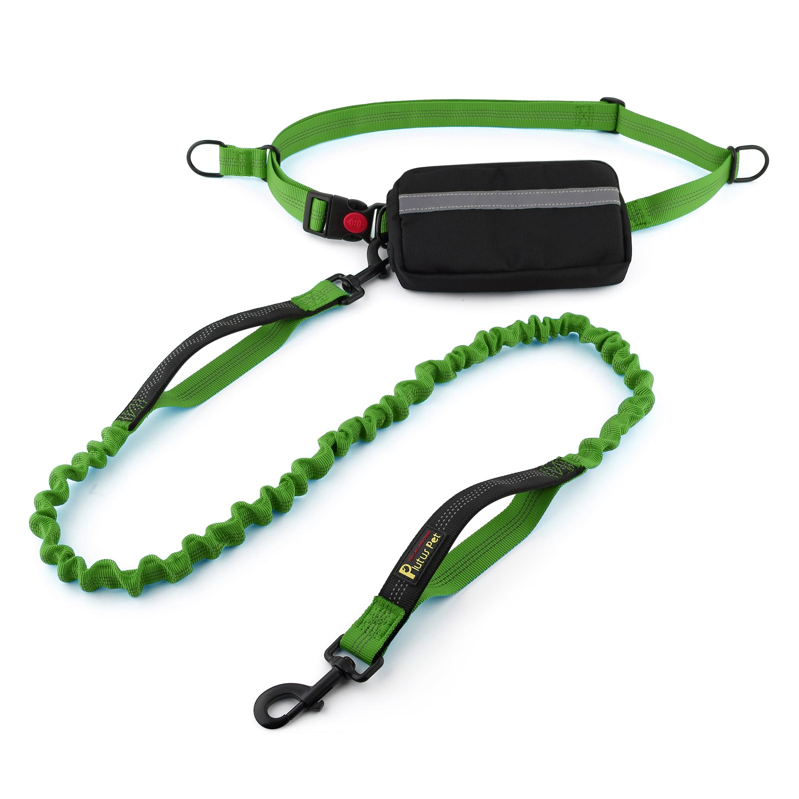 Plutus Pet Hands Free Dog Leash - Soft Padded Dual Handle Retractable Bungee With Reflective Stitches, Adjustable Waist For Walk