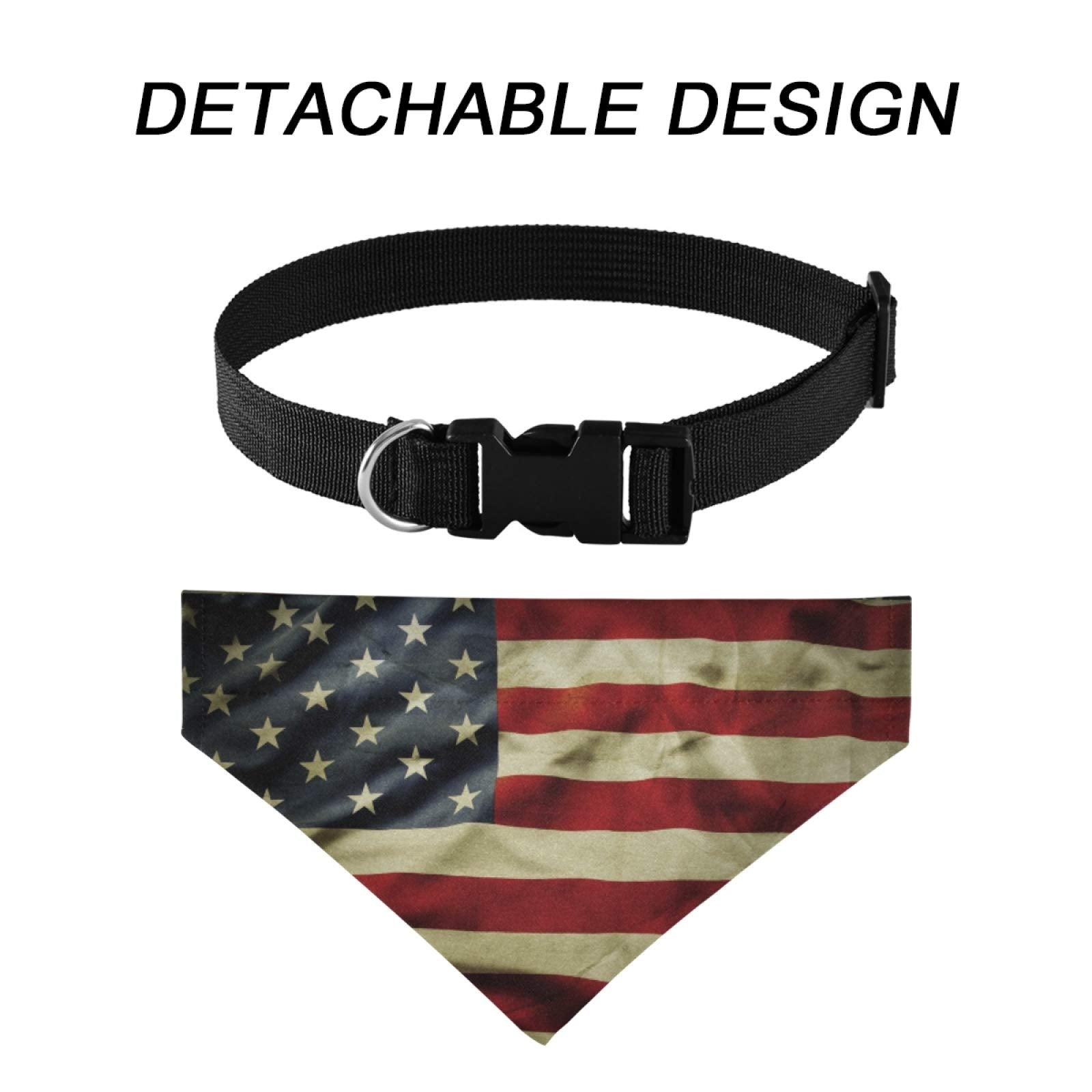 Fourth Of July Dog Bandanas With Adjust Buckle American Flag Pet Triangle Scarf Washable Independence Day Dog Collar One Size
