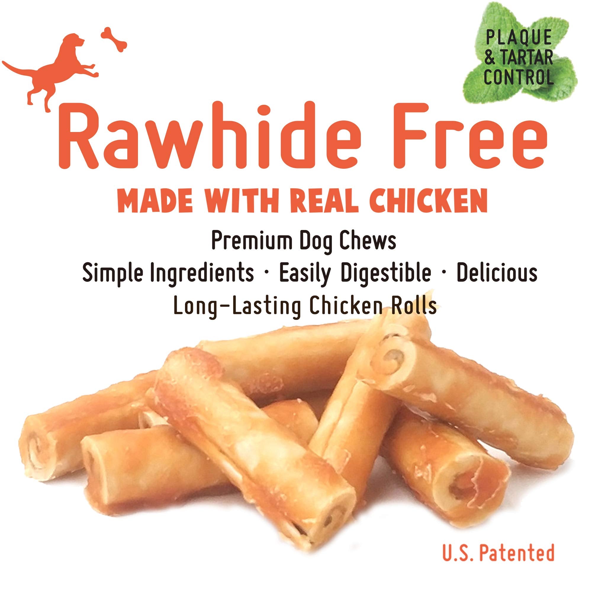 LuvChew Premium Dog Chew Treats - Chicken Retriever Rolls for Large Dogs, Grain Free, Rawhide Free, 7" - 4pcs (2 Packs)