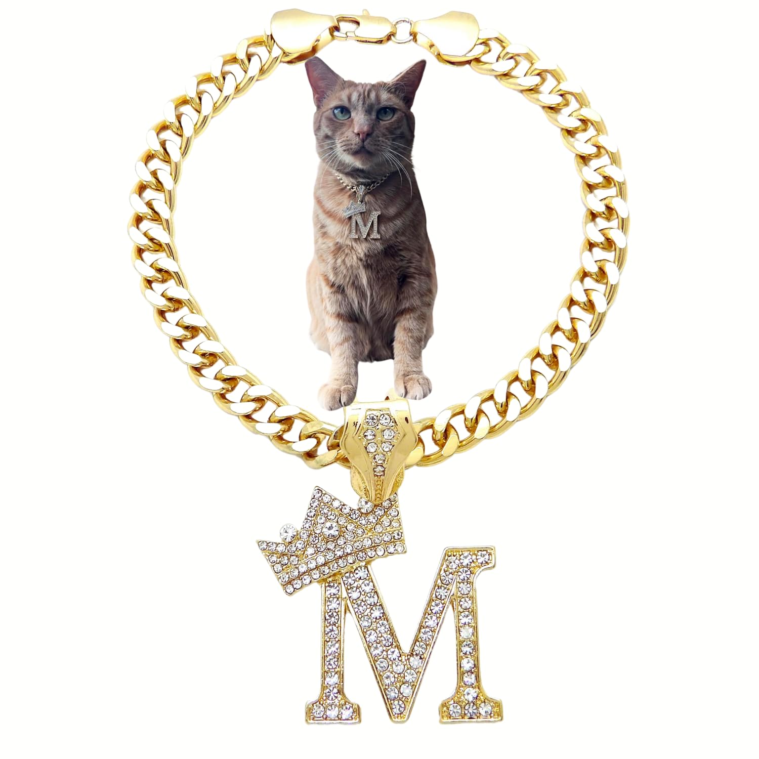 Ba Unique Fashion Initial Letter Cuban Chain Dog Chain Pet Chain Pet, Cat, Puppy Necklace (M, 12'')