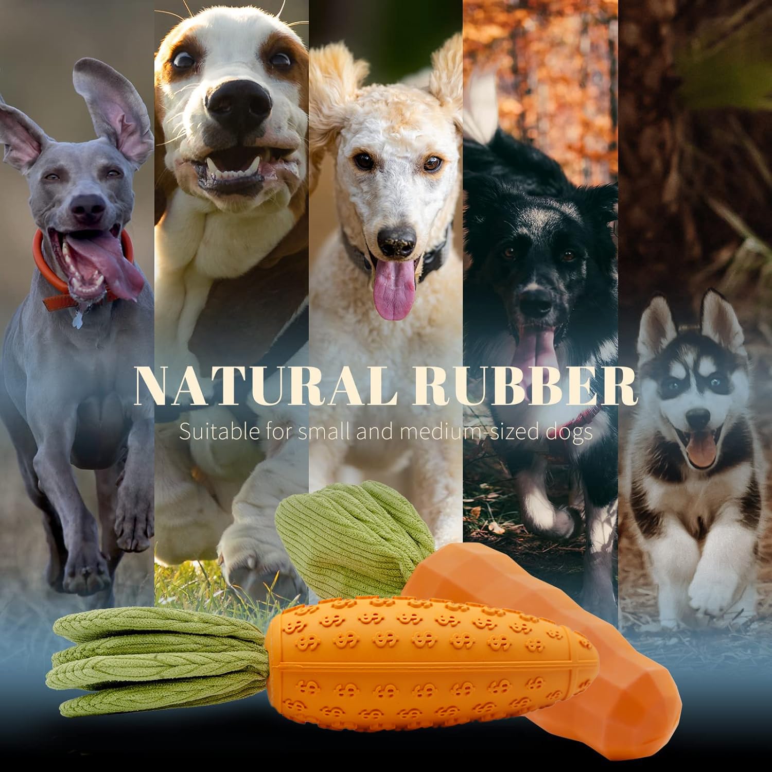 Jumbostone Dog Chew Toy, Natural Rubber Carrot Squeaky Dog Toys For Aggressive Chewers, Indestructible Dog Toys For Small And Me