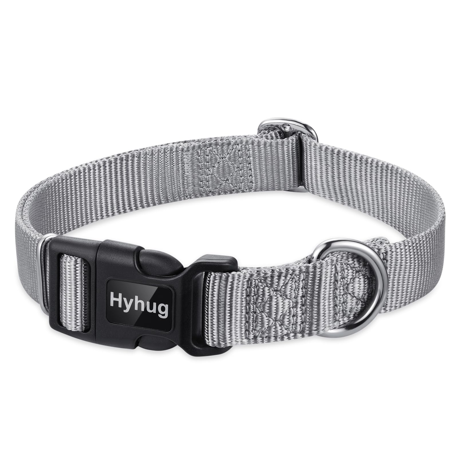 Hyhug Pets Solid Color Classic Regular Tough Basic Collar For Medium Dogs, Unique Design Adjustment Triglide Slide (Buckle) Can 