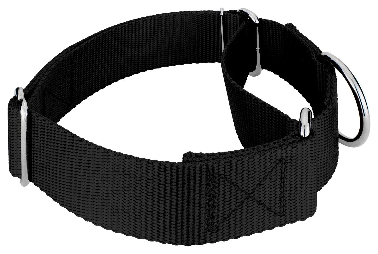 Country Brook Petz - Vibrant 15 Color Selection - Martingale Heavyduty Nylon Dog Collar (Large, 1 1/2 Inch Wide, Black)