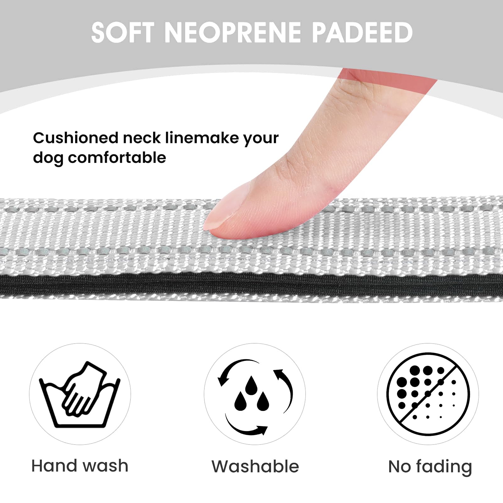 Penseepet Reflective Dog Collar Padded With Soft Neoprene Breathable Quick Release Basic Dog Collars For Medium Large Dogs Boy G