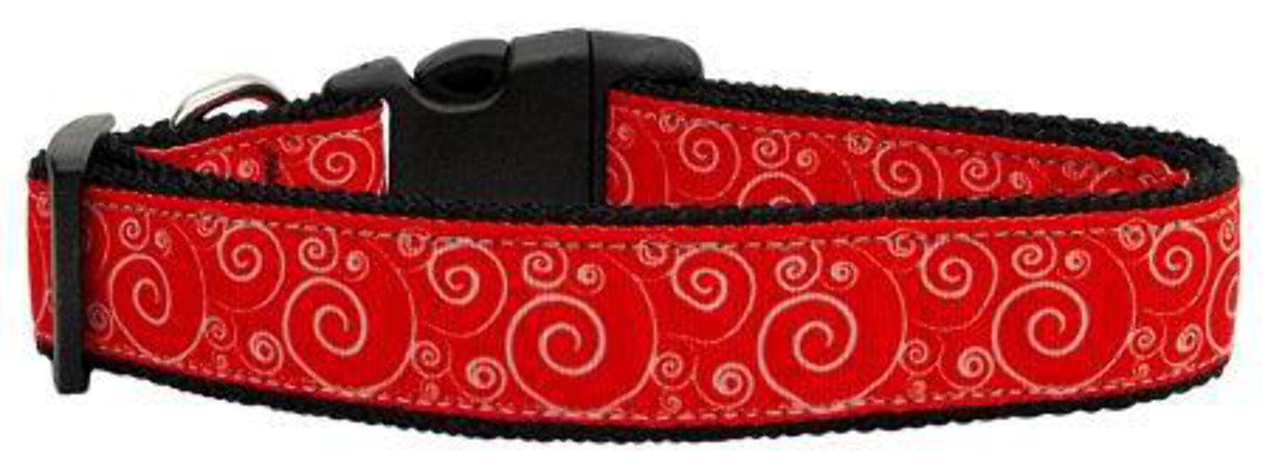 Pet Dog and Cat Nylon Collar or Leash, "Red & White Swirly" XS Collar