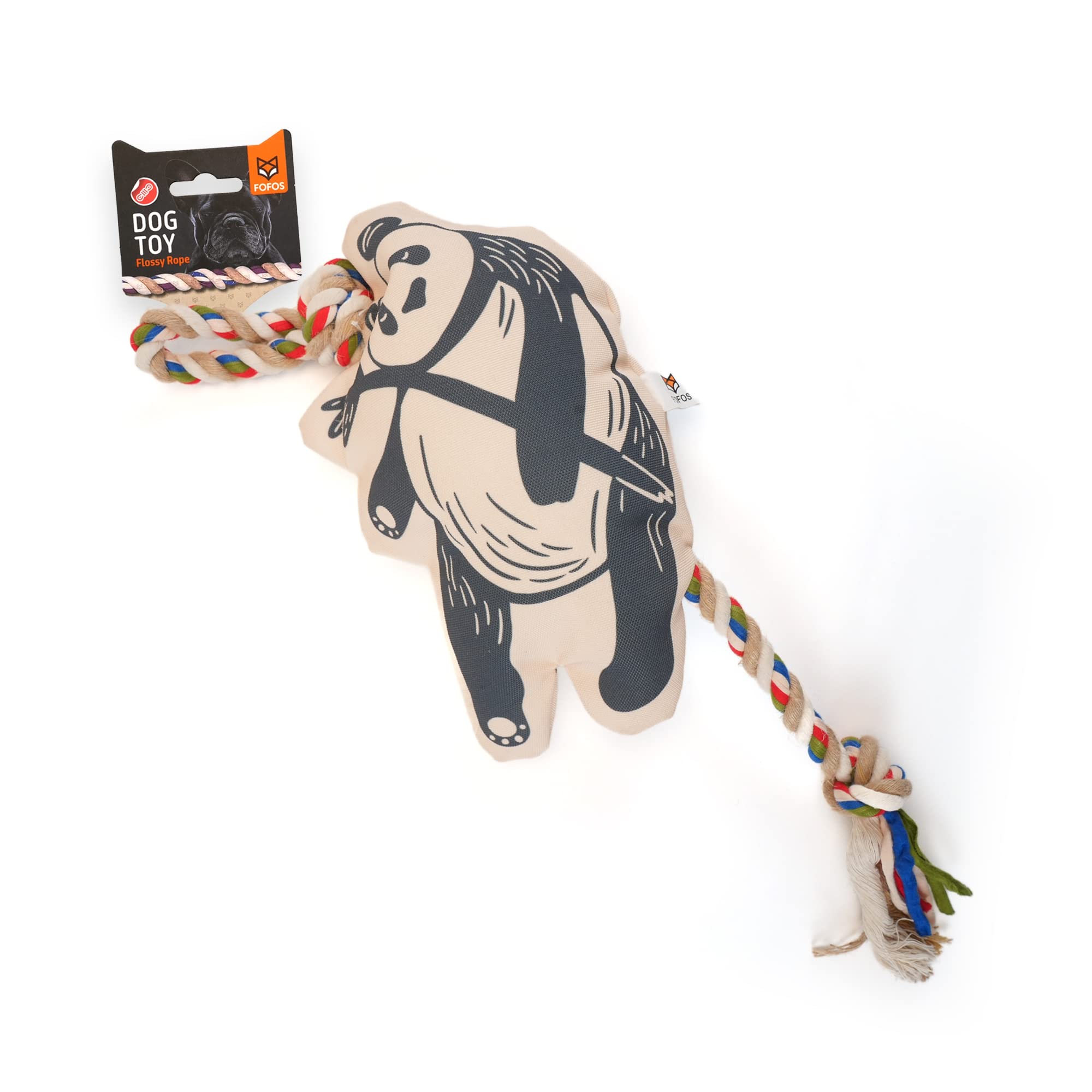 Barkbutler X Fofos Flossy Rope Dog Tug ToyPanda, White|SmallMedium Dogs(520Kgs)|Durable Cotton Rope&Oxford Fabric|Flosses Tee