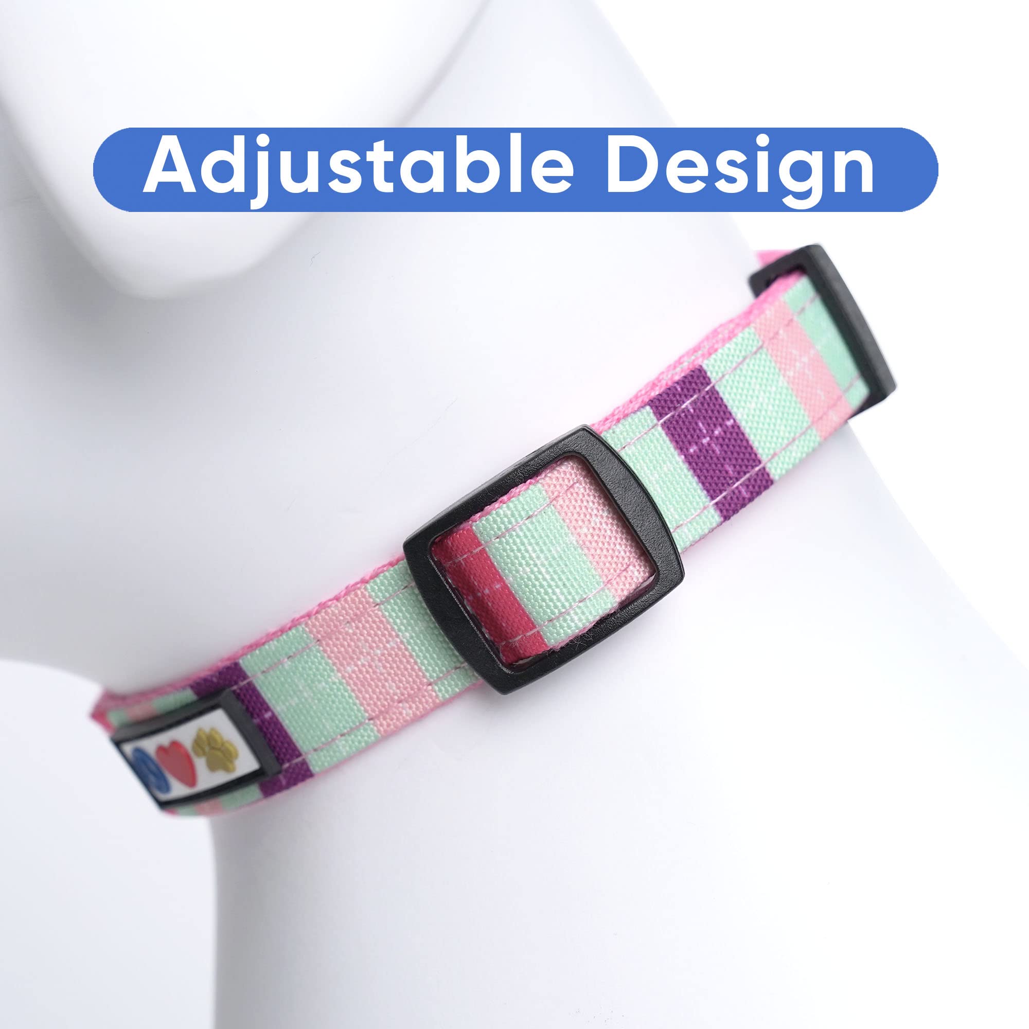 Pawtitas Multicolor Dog Collar Puppy Collar Pet Collar Multicolor Dog Collar Small Dog Collar Teal/Pink/Purple Dog Collar