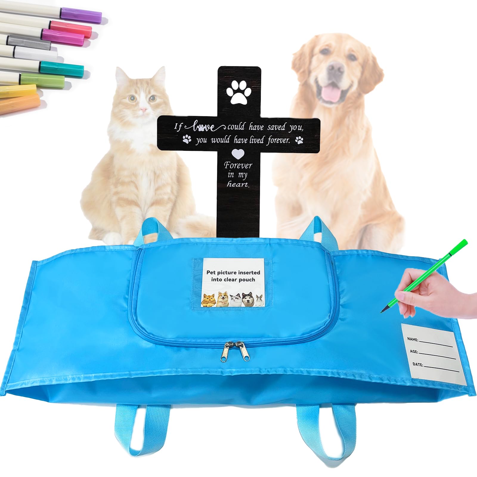 Jwizyotr Eco-Friendly Pet Casket Body Bag, Pet Burial Box With Dignity, Dog Casket For Burial And Cremation By Customizing With 