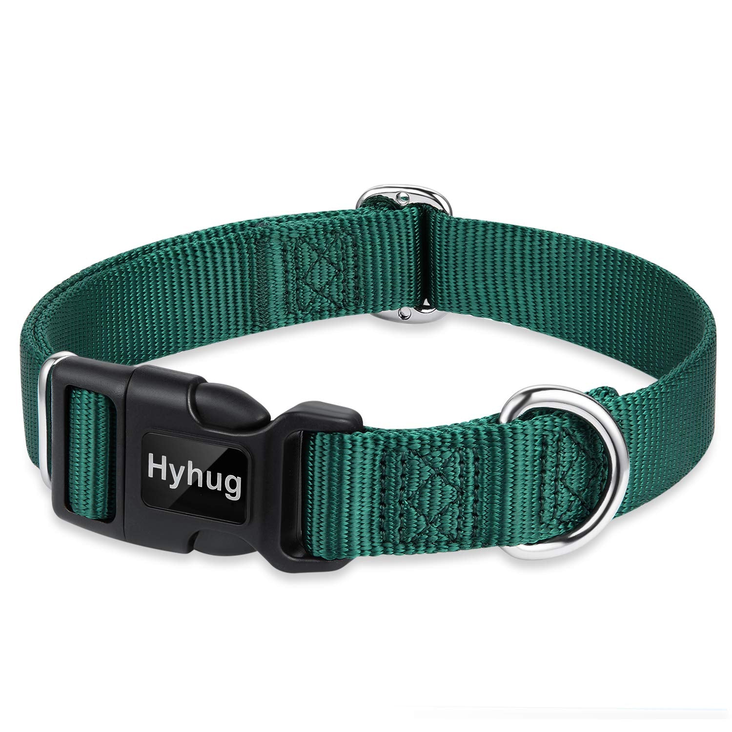 Hyhug Pets Solid Color Classic Regular Heavy Duty Basic Collar For Medium Dogs Daily Use, Unique Design Adjustment Triglide Slid