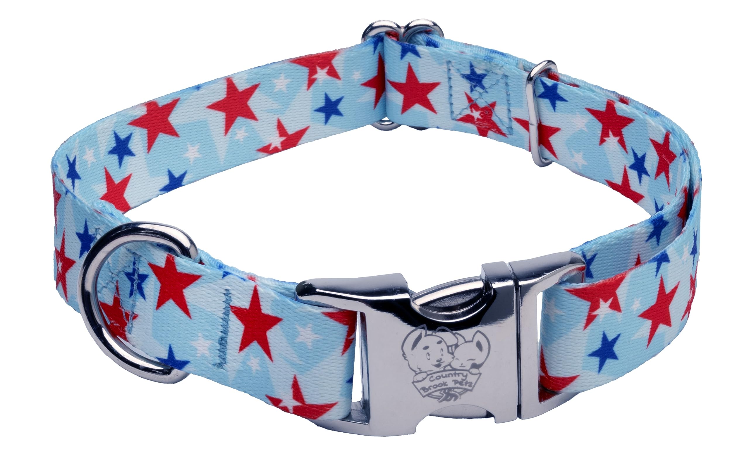 Country Brook Petz - Premium American Celebration Dog Collar - Americana Collection Featuring Patriotic Designs (1 Inch, Medium)