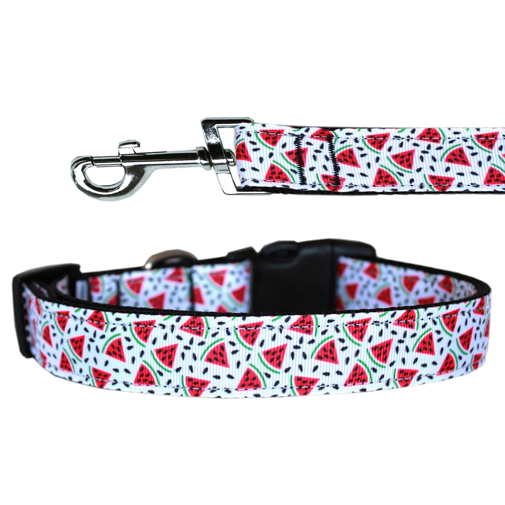 Pet Dog & Cat Nylon Collar or Leash, "Watermelon" LG Collar