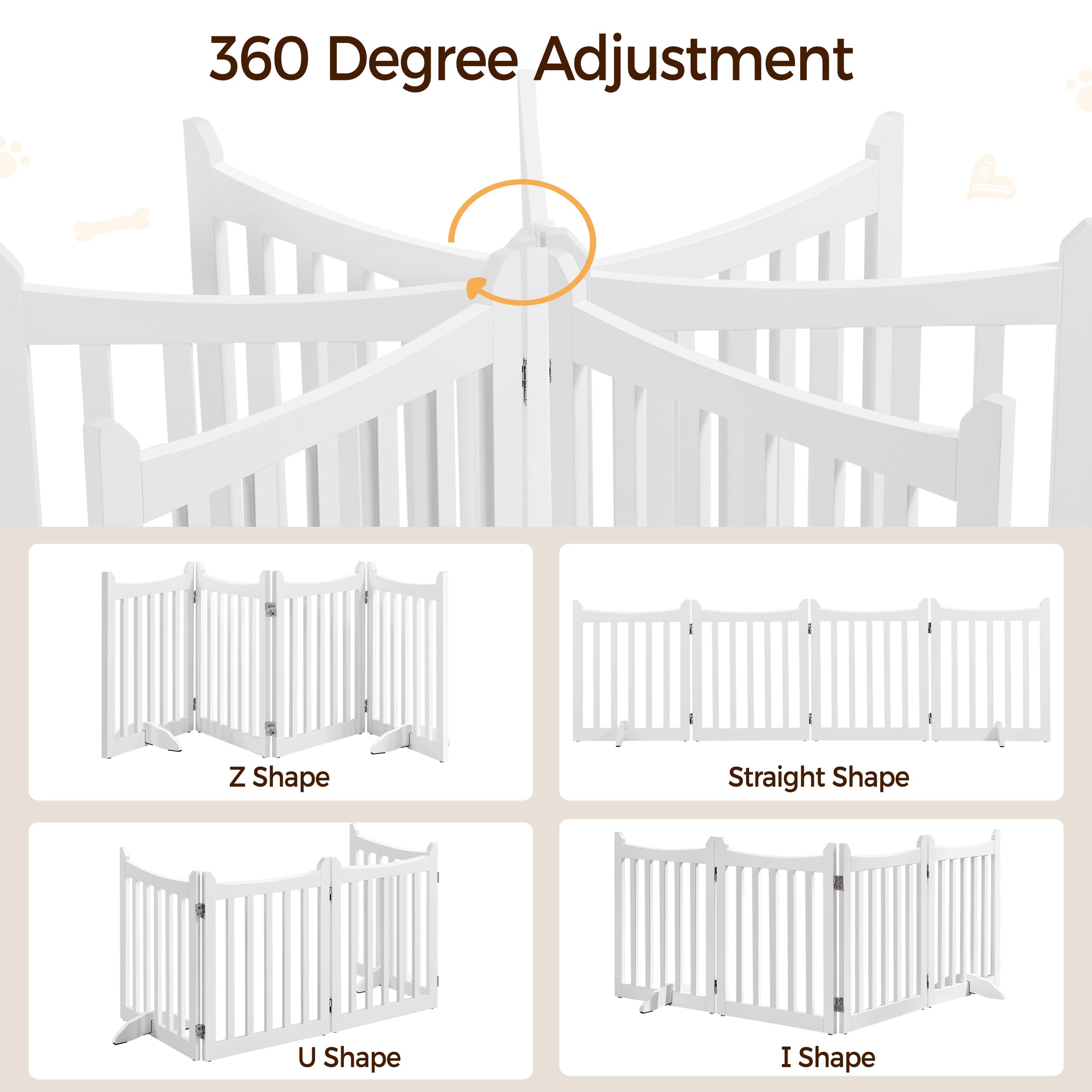 Yaheetech 24'' H Freestanding Pet Gate For Dogs Wooden Dog Gates For Hallway, Doorway Collapsible Indoor Pet Fence With Support