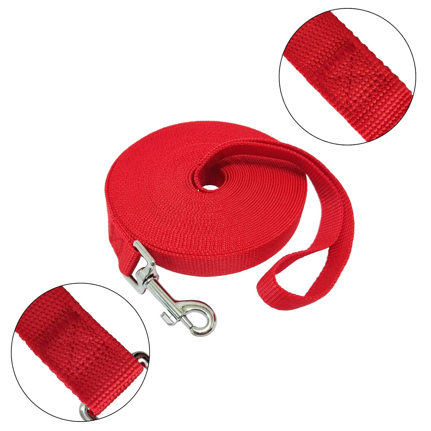 Nylon Training Dog Leash For Small Medium Large Dogs, 15Ft 20Ft 30Ft 50Ft Long Leash Dog/Puppy Lead For Obedience Recall Training, Camping (1' X 30Ft, Red)