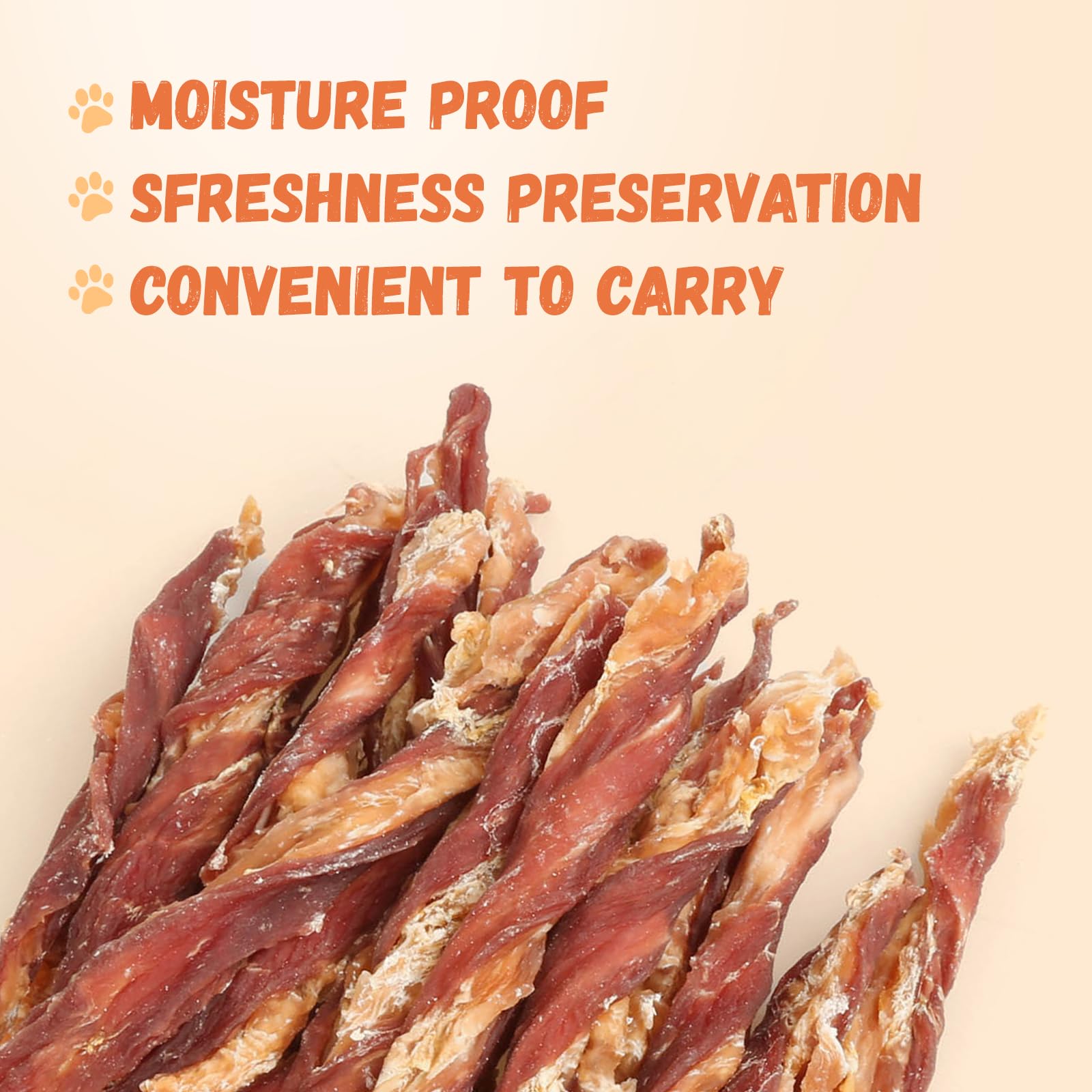 Pawmate Dog Jerky Treats - Triple Flavor Chicken, Duck & Cod - 5'' Rawhide Free Chews for Small to Large Dogs, 10.6 oz