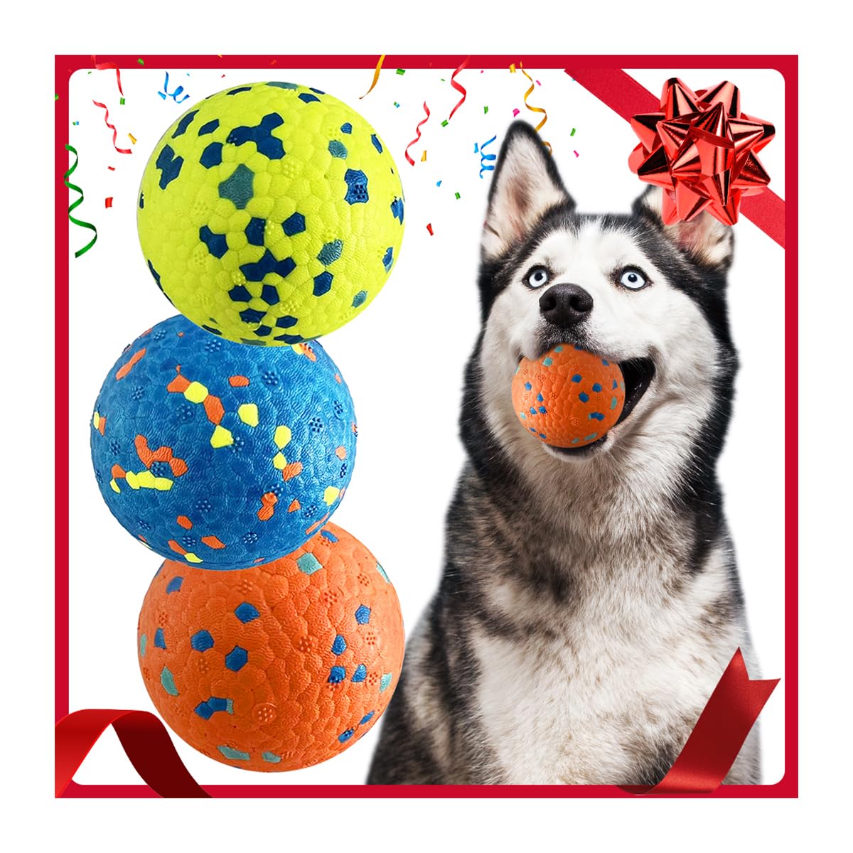 Mankoda Dog Balls, Dog Tennis Balls For Aggressive Chewers, 3'' Durable Teething Chew Toys & Floating Water Toy, Interactive Fet