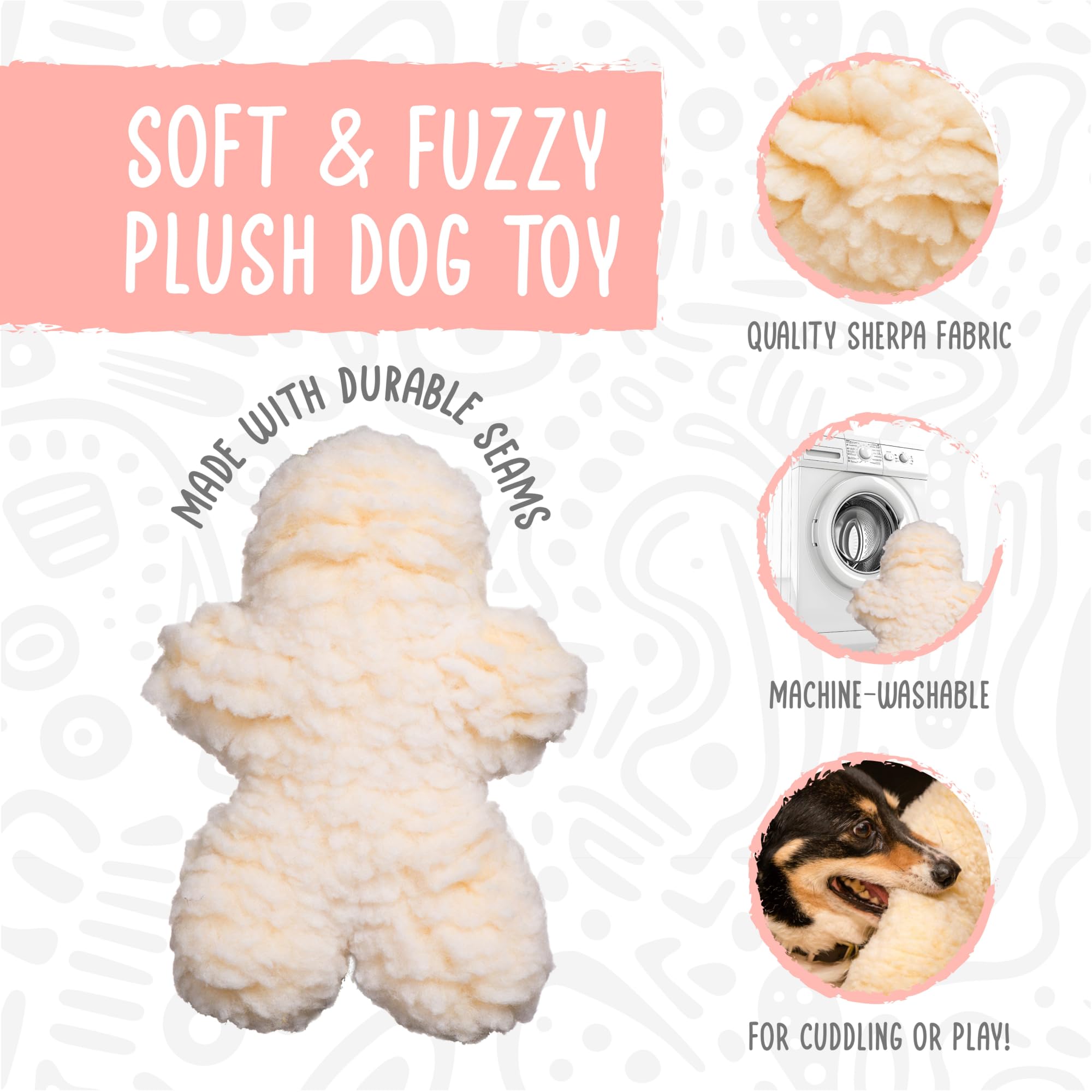 Hugglehounds Fleece Dog Toys For Aggressive Chewers & Small Dogs - Squeaky Plush Dog Toy - Soft Yet Durable Stuffed Pet Toy - Puppy Toys For All Breeds | Hugglefleece Best Chew Toy, Small Grey Man