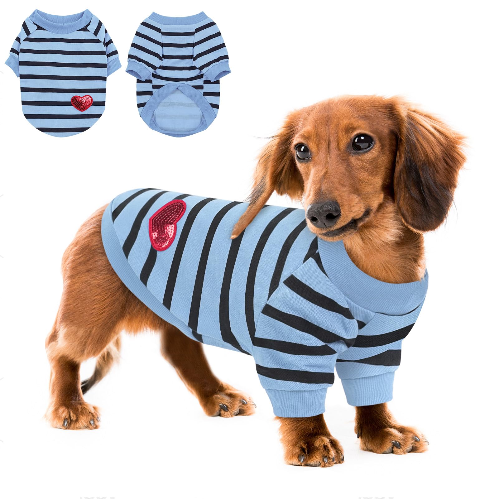 Queenmore Striped Dog Shirt, Cotton/Polyester, Long Sleeve, Blue, Xs To Xl, Unisex, Dog, Cat, Small To Large Breeds