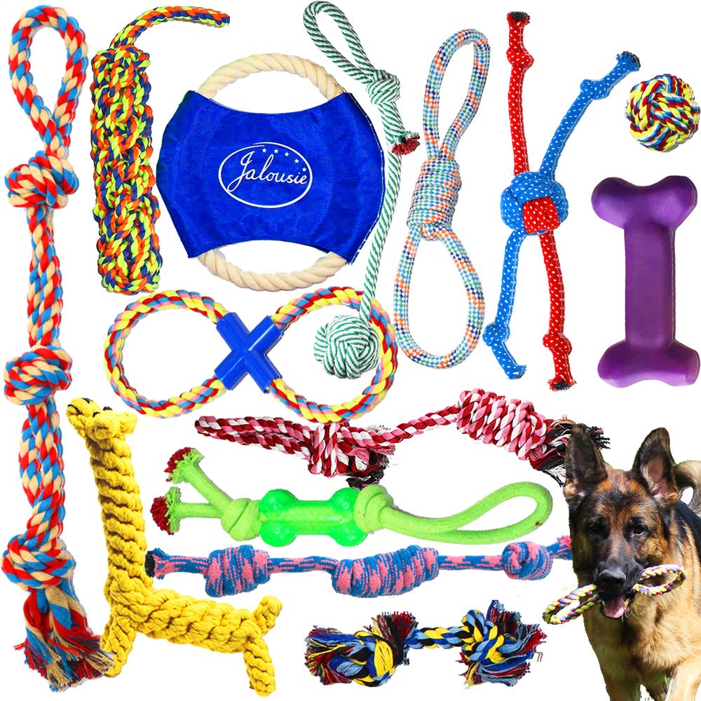 Jalousie 14 Pack Puppy Chew Dog Rope Toy Assortment For Small Medium Large Breeds