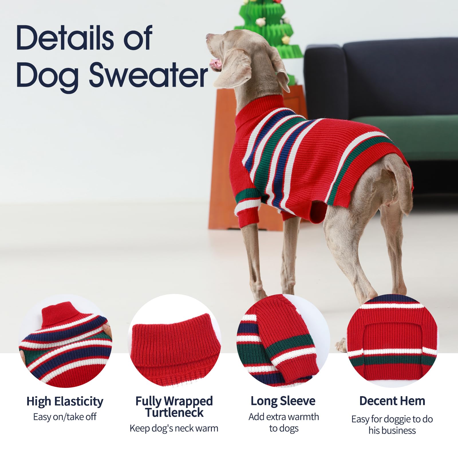Iecoii Dog Sweater,Medium Dog Sweater,Dog Sweaters For Medium Dogs Girl Boy,Turtleneck Sweaters For Medium Size Dog,Warm Knit Do