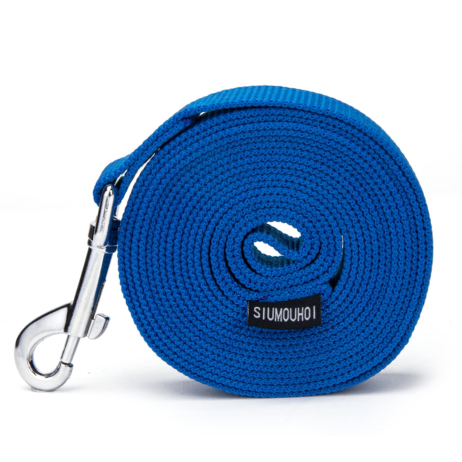 Siumouhoi Strong Durable Nylon Dog Training Leash, 1 Inch Wide Traction Rope, 6 Ft 10Ft 15Ft Long, For Small And Medium Dog (Blue, 15 Feet)
