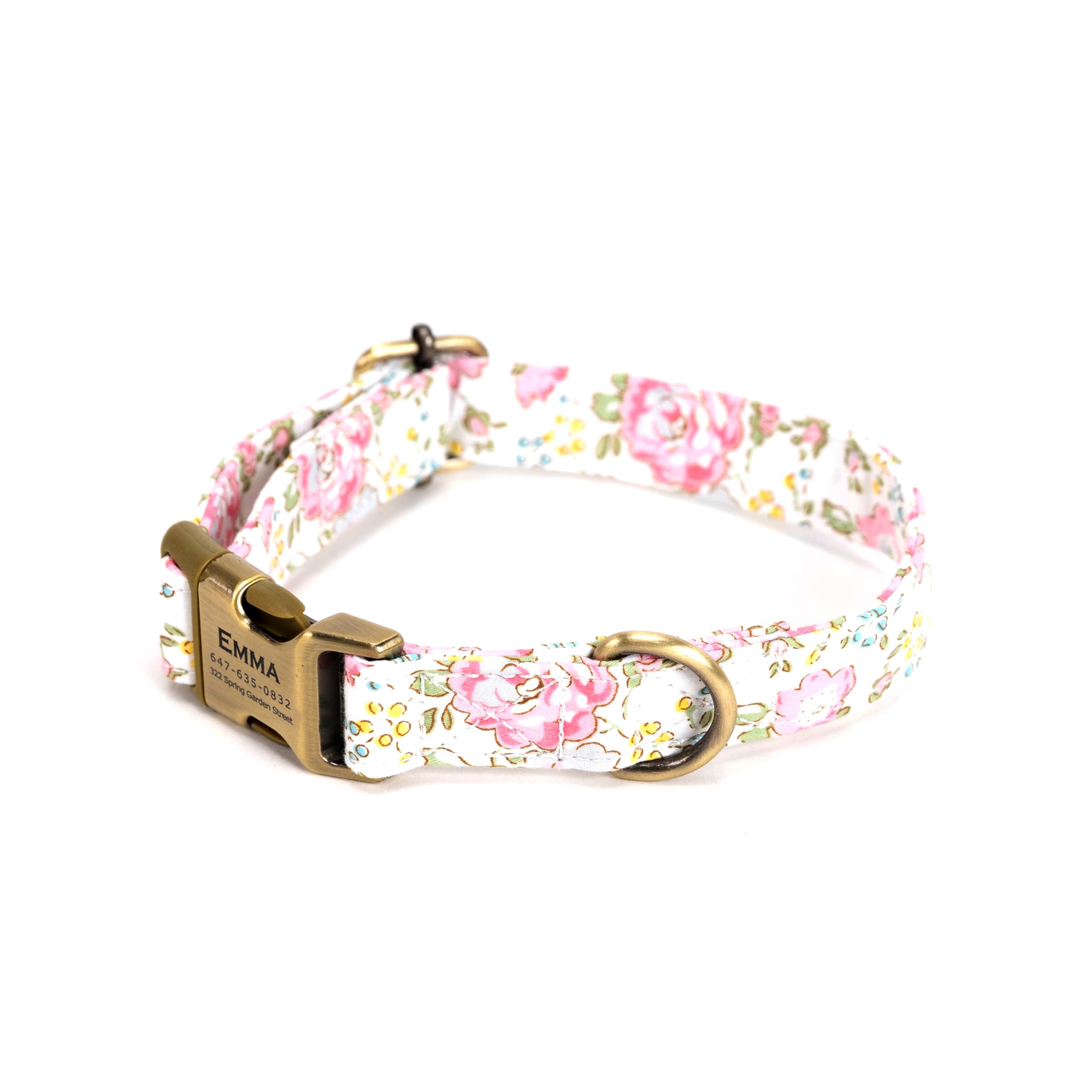 Personalized Dog Collar With Name And Phone Number Engraved,Adjustable Custom Puppy Collar,Organic Cotton Pet Collar For Small M