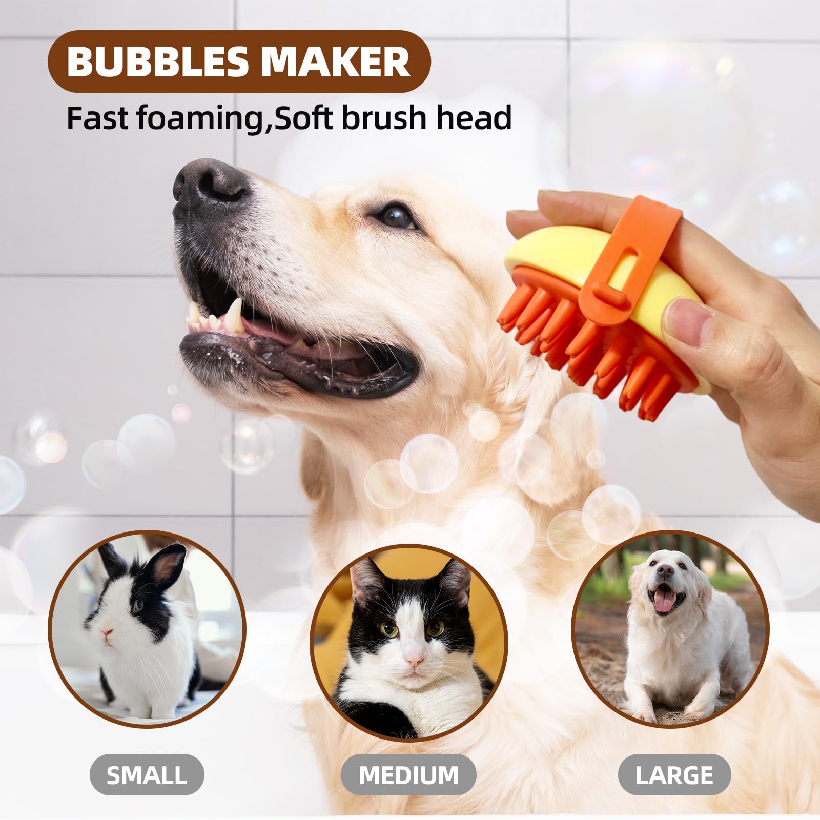 Kueiox Dog Grooming Brush Set, 7 Pcs Self-Cleaning Deshedding Hair Brushes For Short Long Haired Dogs Cats, Includes Scrubber Sh
