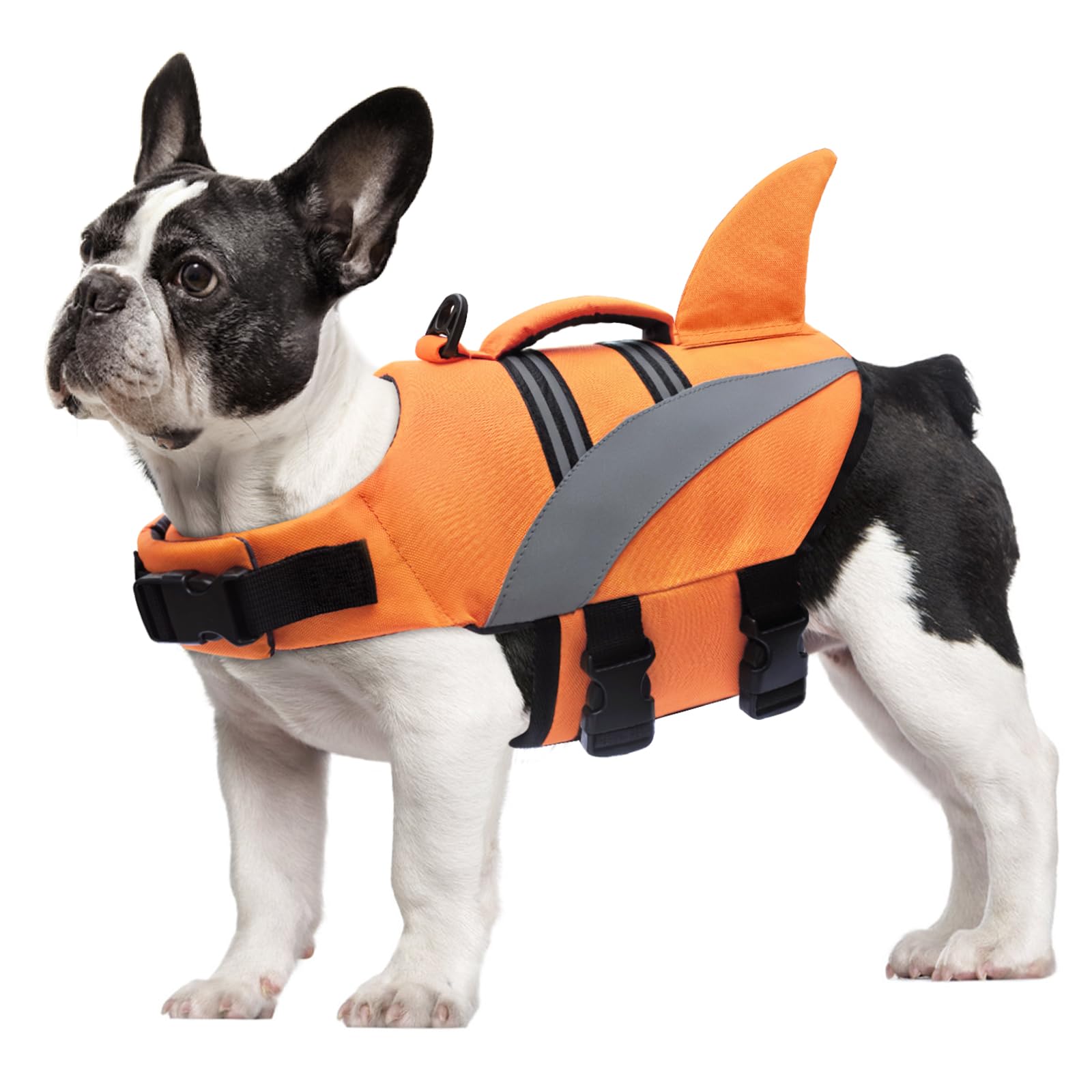 Mosucoirl Dog Life Jacket High Flotation,Shark Dog Lifesavers Floats Coat High Visibility Reflective Pet Safety Vest Swimsuits S