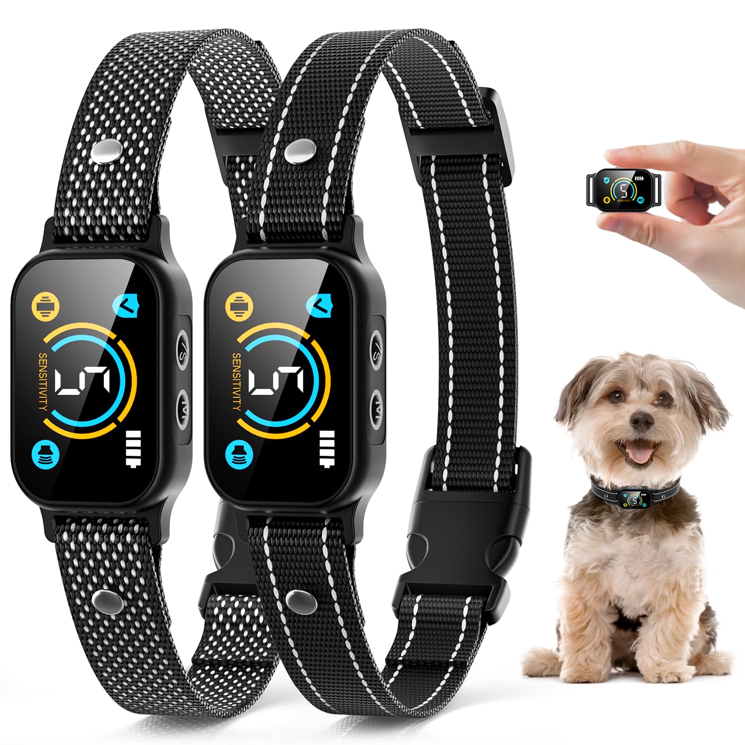 2 Pack Bark Collar For Small Dogs 5-15Lbs, Medium, Puppy, Mini Dog, Rechargeable Smart Training Collar, Anti Barking Device With