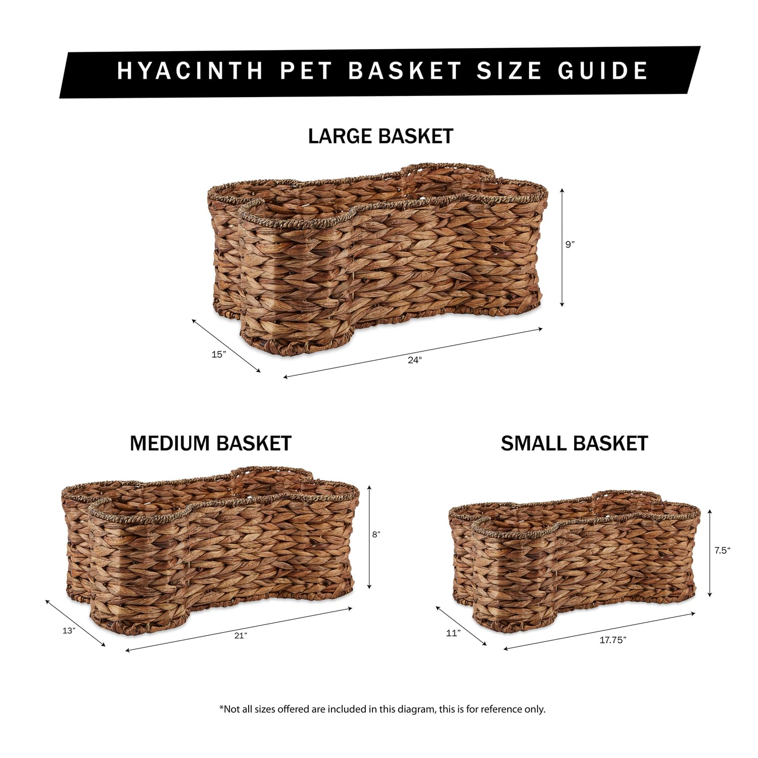 WHITE WASH HYACINTH BONE PET BASKET SMALL 17.75x11x7.5