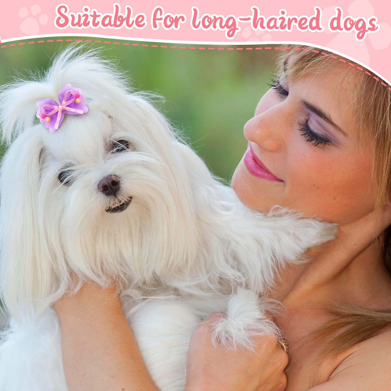 Yunsailing 100 Pcs Christmas Dog Bows Gifts Cute Dog Hair Bows Bulk Handmade Puppy Bowknot Hair Bow With Strong Rubber Bands And Rhinestone Pearls For Pet Dog Lover Present Hair Grooming Accessories